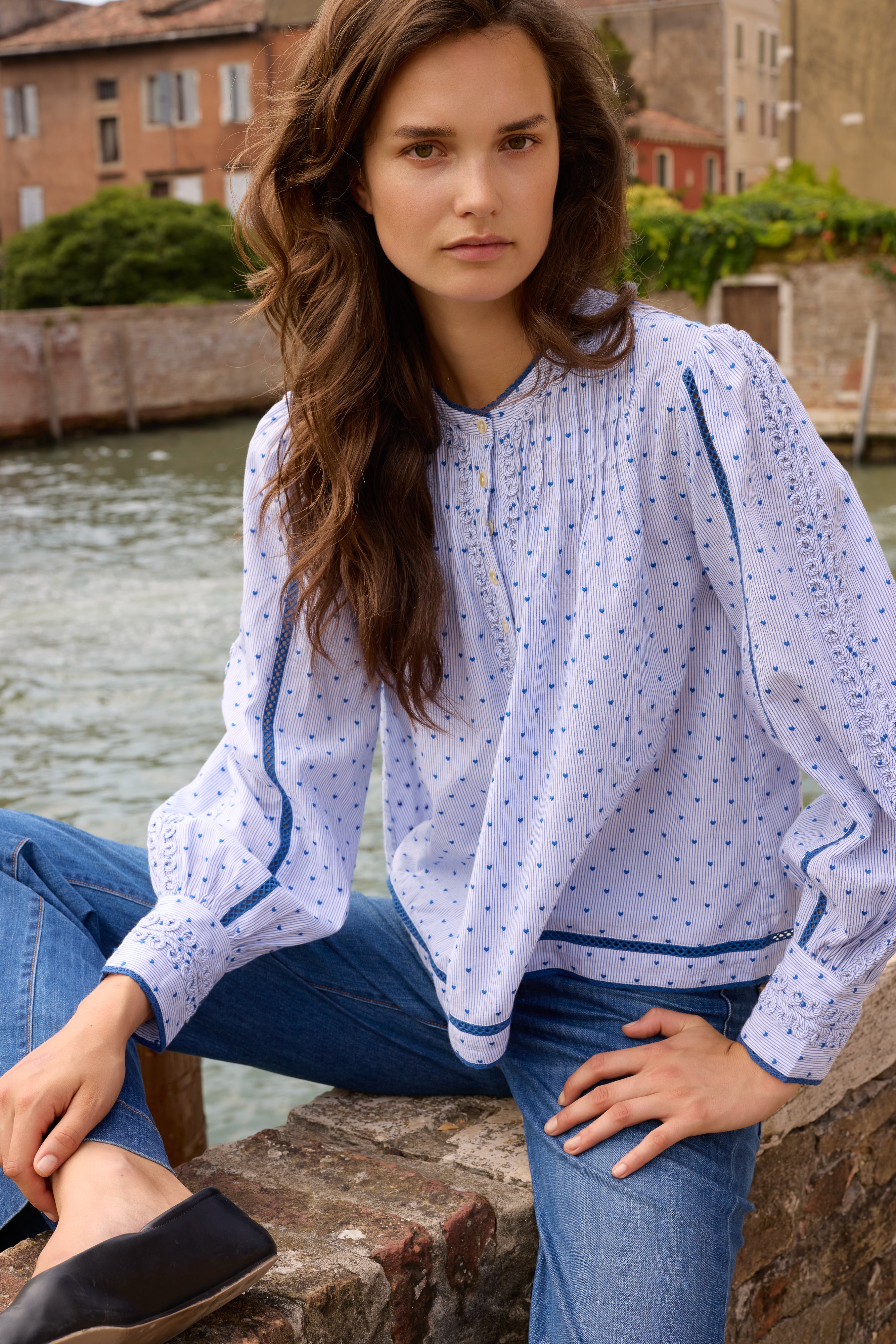 Cordelia Top- Lyon Blue