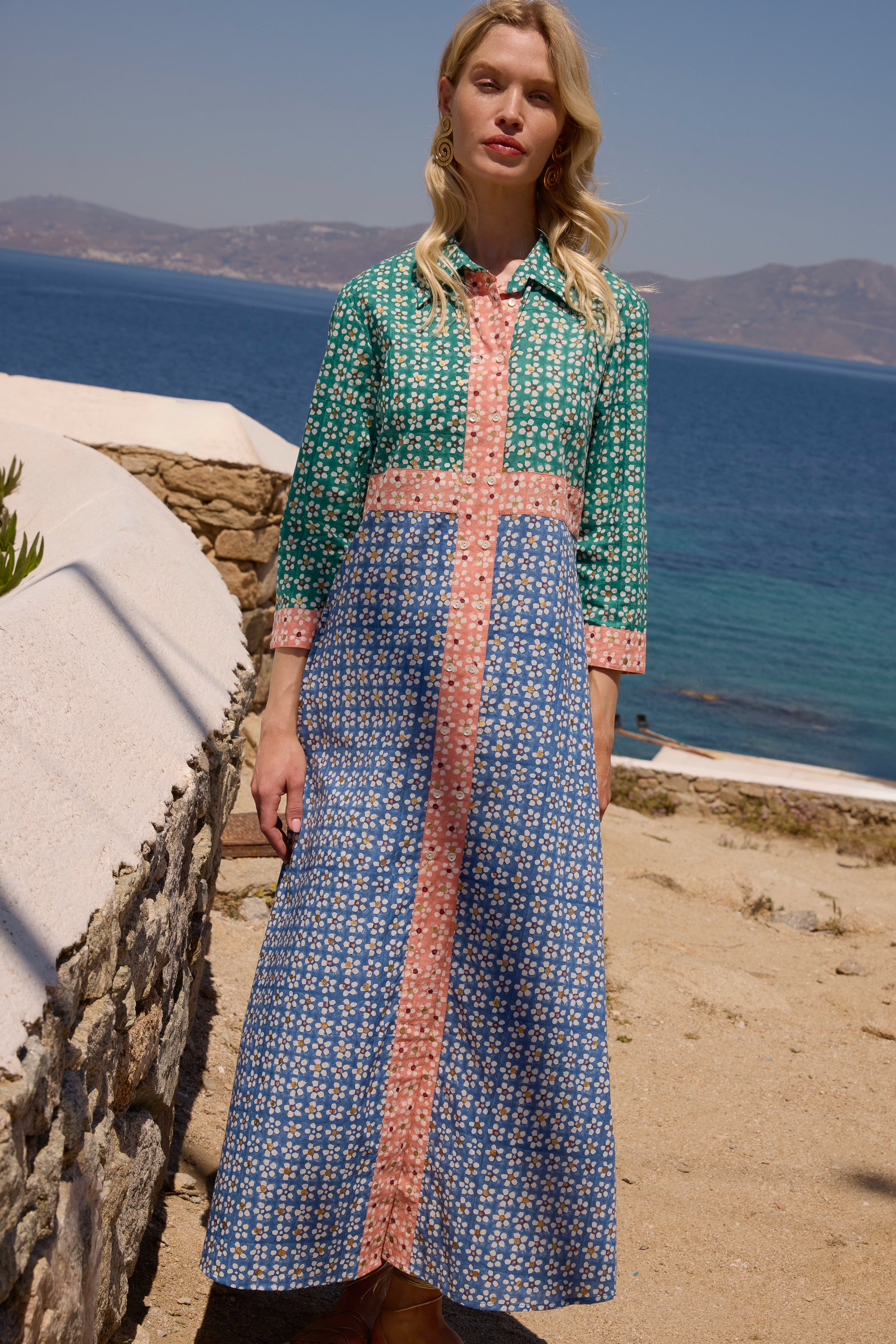 Shirt Dress Maxi- Aster Blue