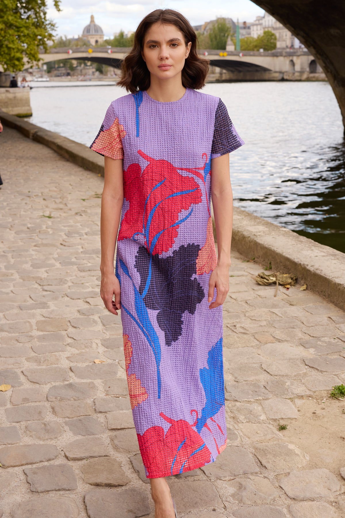 Short Sleeve Shift Maxi- Hague Lavender