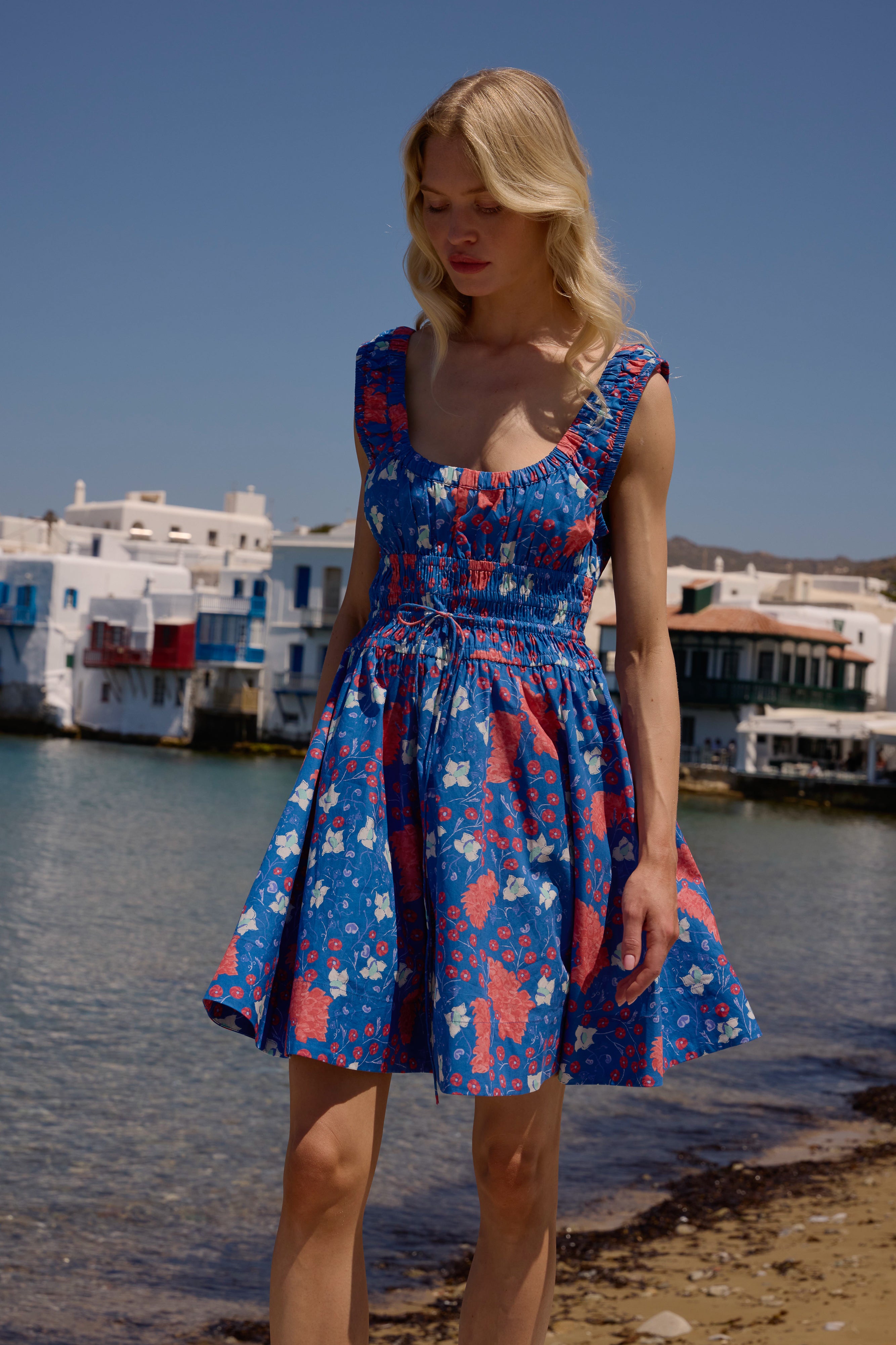 Harper Mini Dress- Fleur Blue