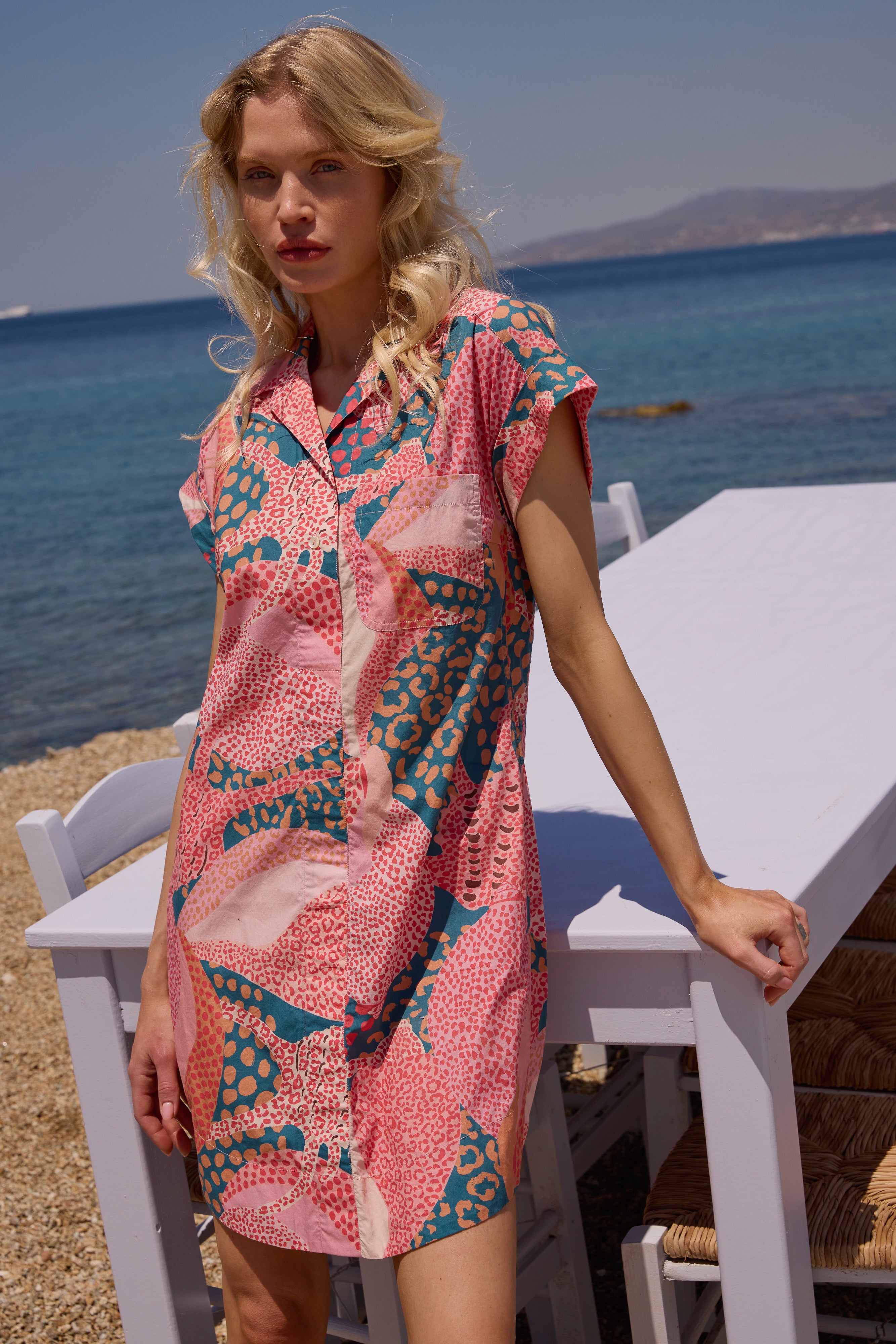 Shirt Dress Mini- Nautilus Navy