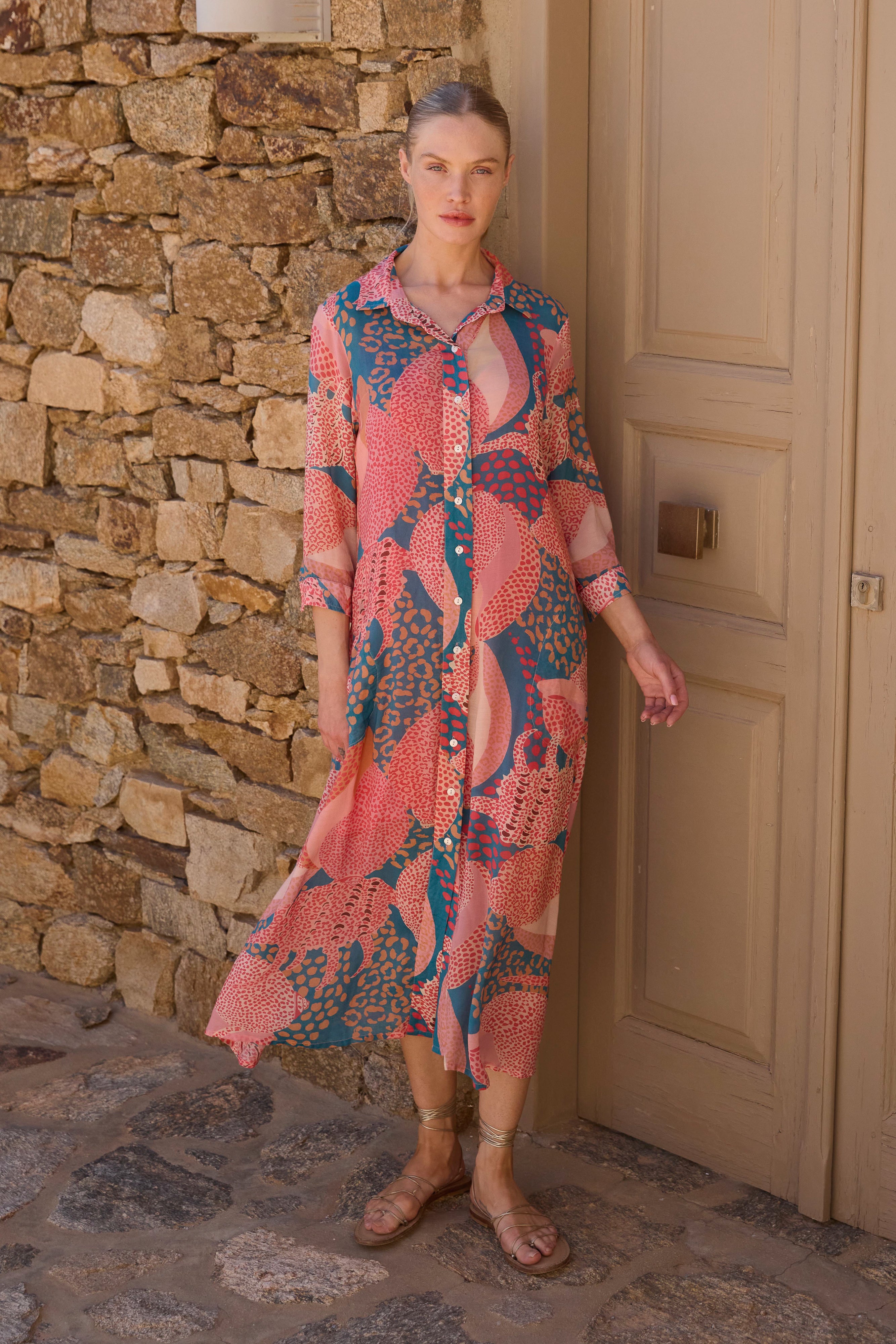 Shirt Dress Midi- Nautilus Navy