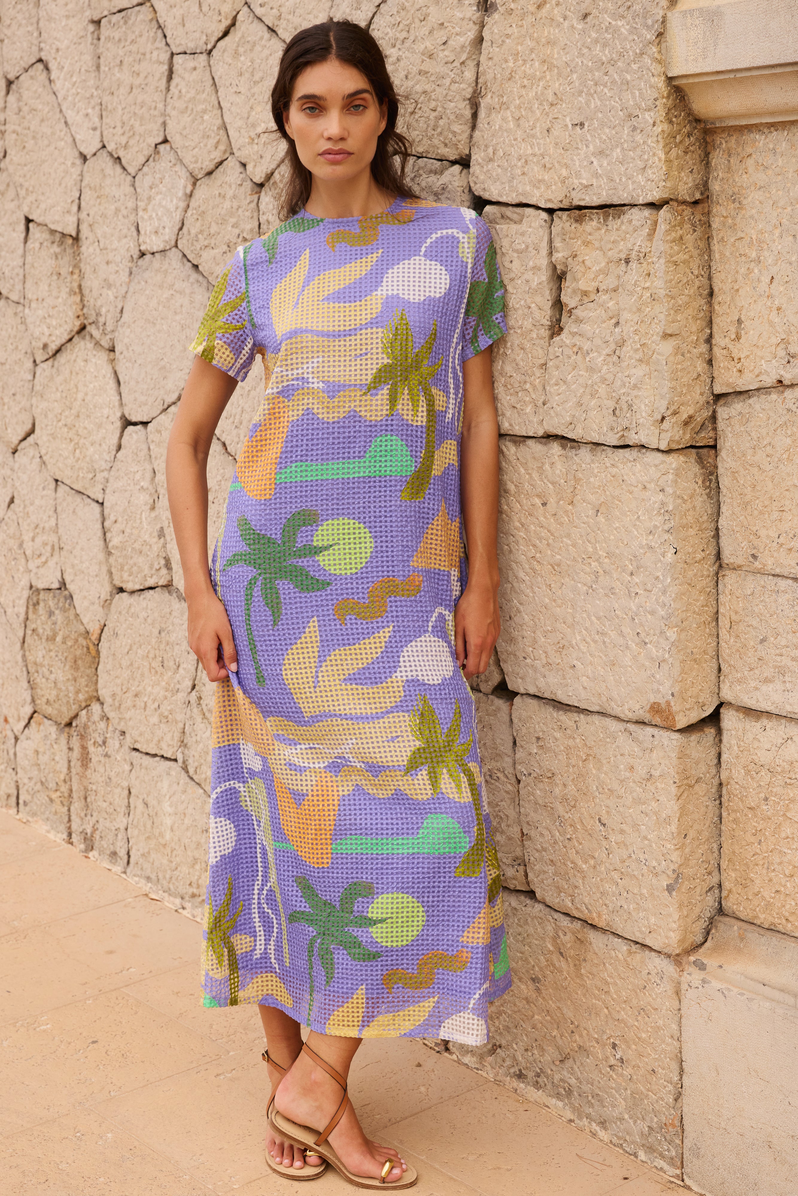 Short Sleeve Shift Maxi- Paradiso Blue