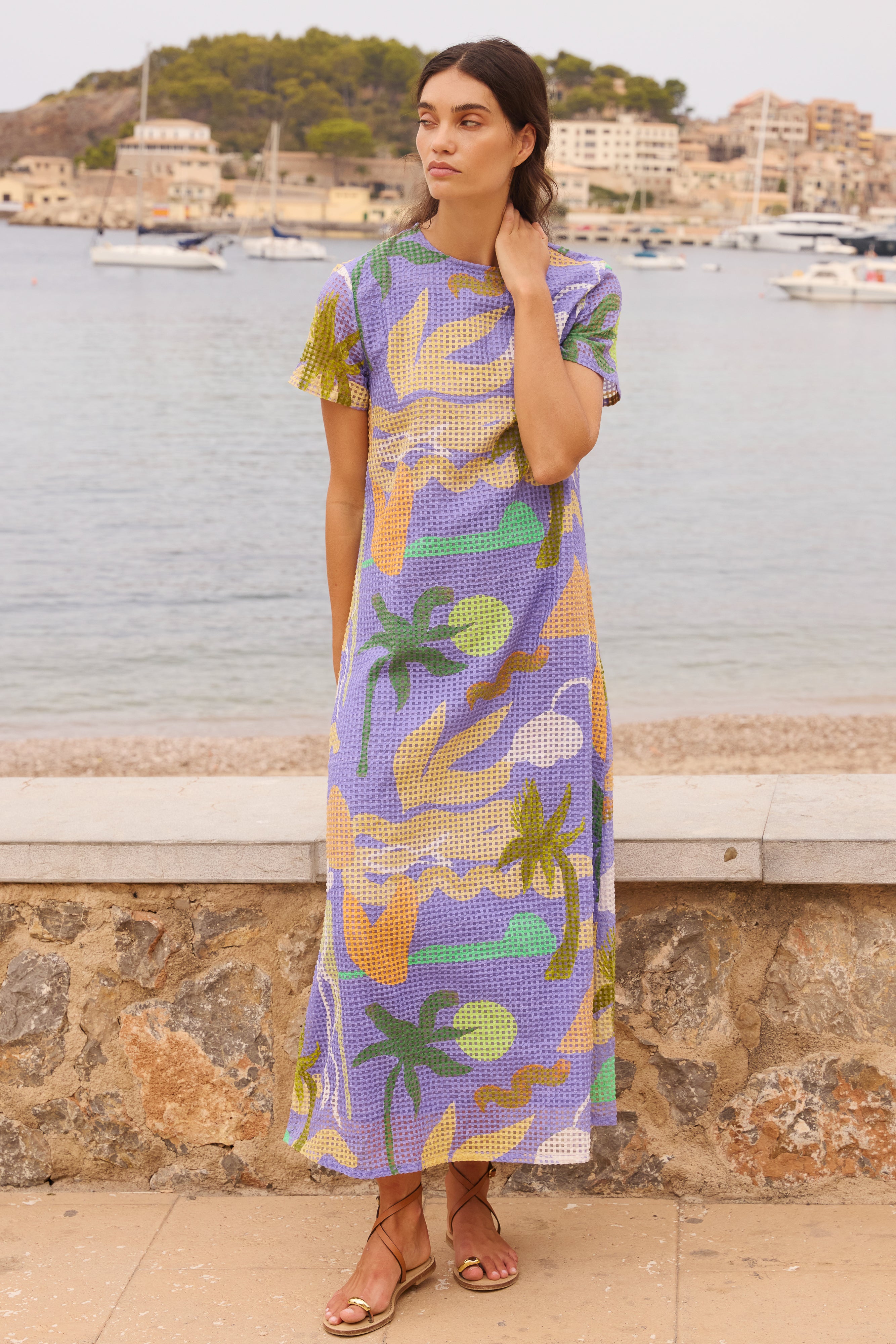 Short Sleeve Shift Maxi- Paradiso Blue