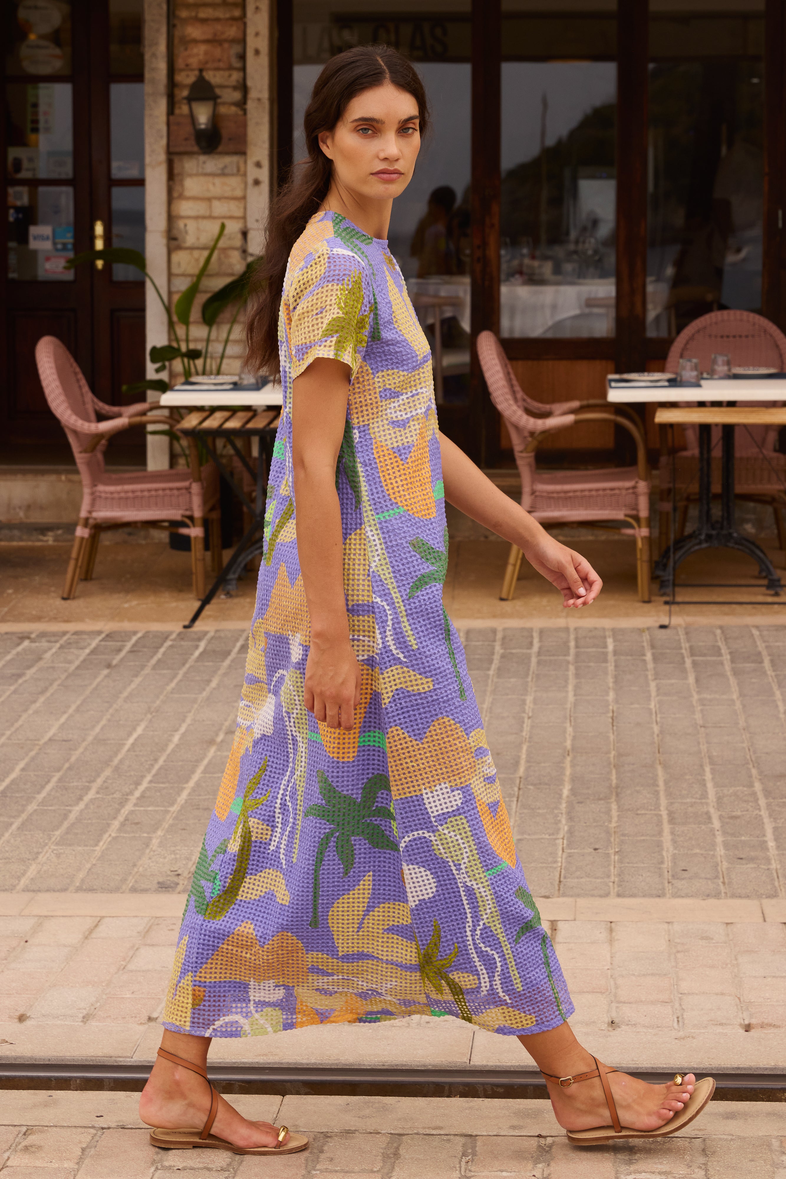 Short Sleeve Shift Maxi- Paradiso Blue