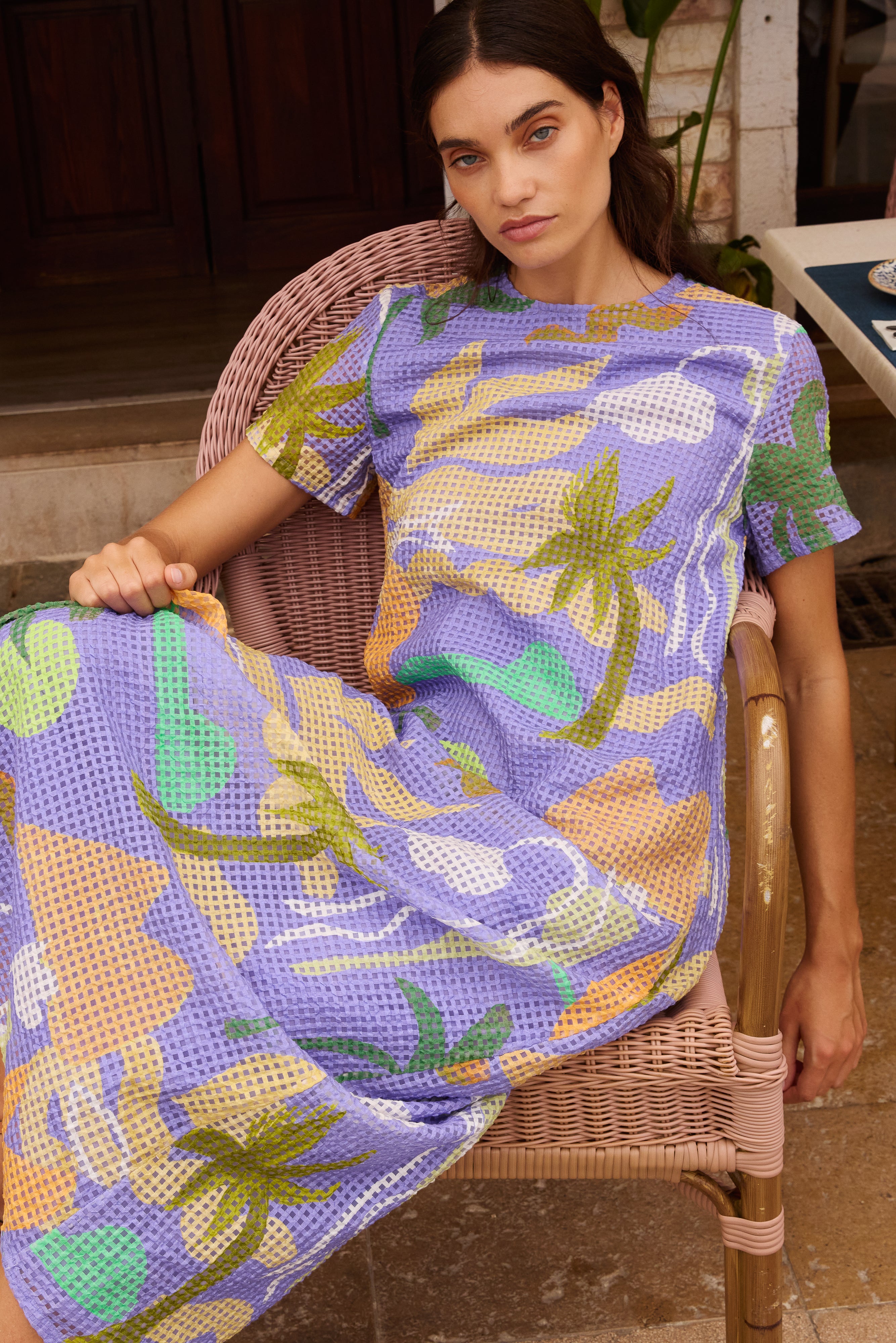 Short Sleeve Shift Maxi- Paradiso Blue