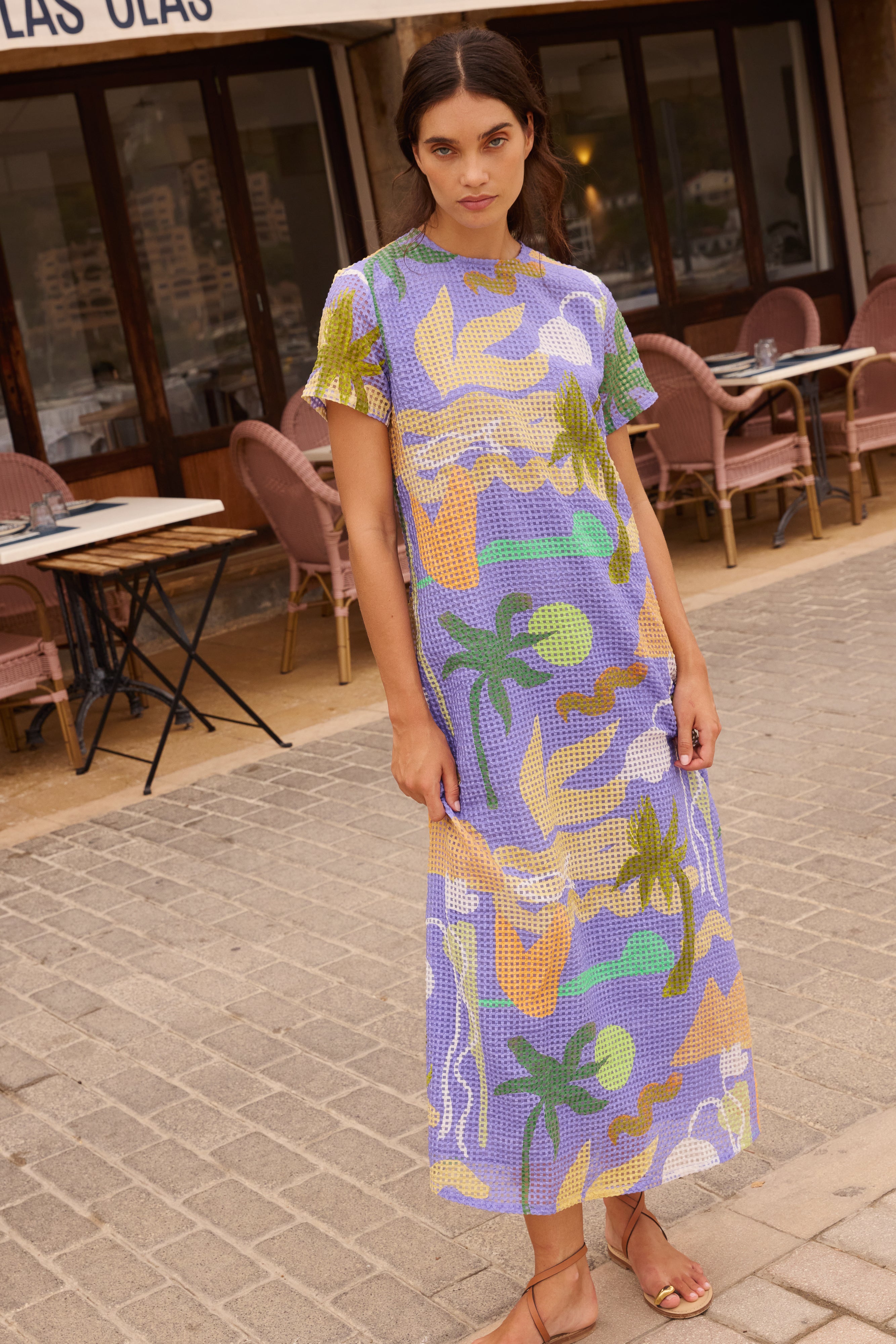 Short Sleeve Shift Maxi- Paradiso Blue