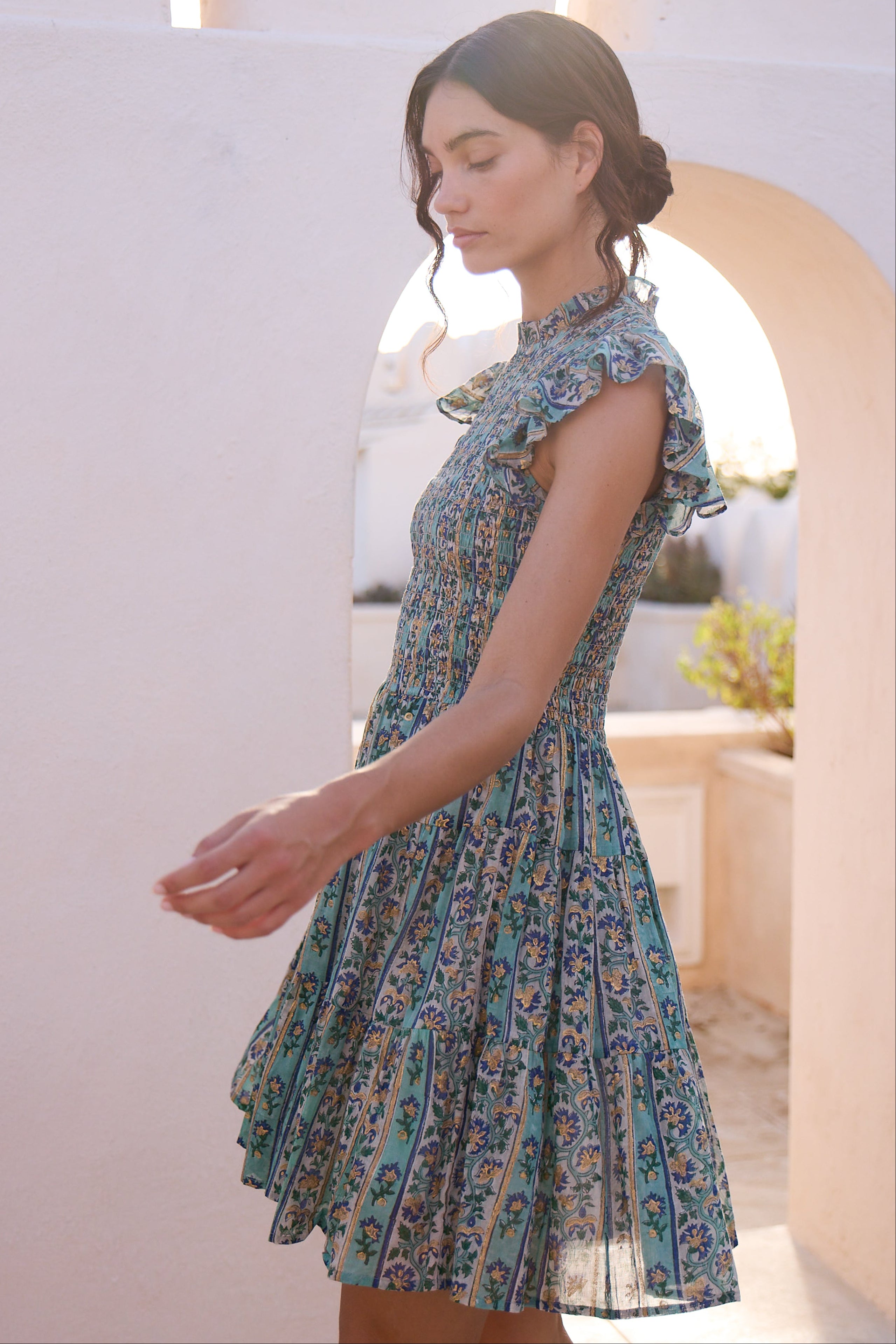 Smocked Flirty Short- Taj Aqua