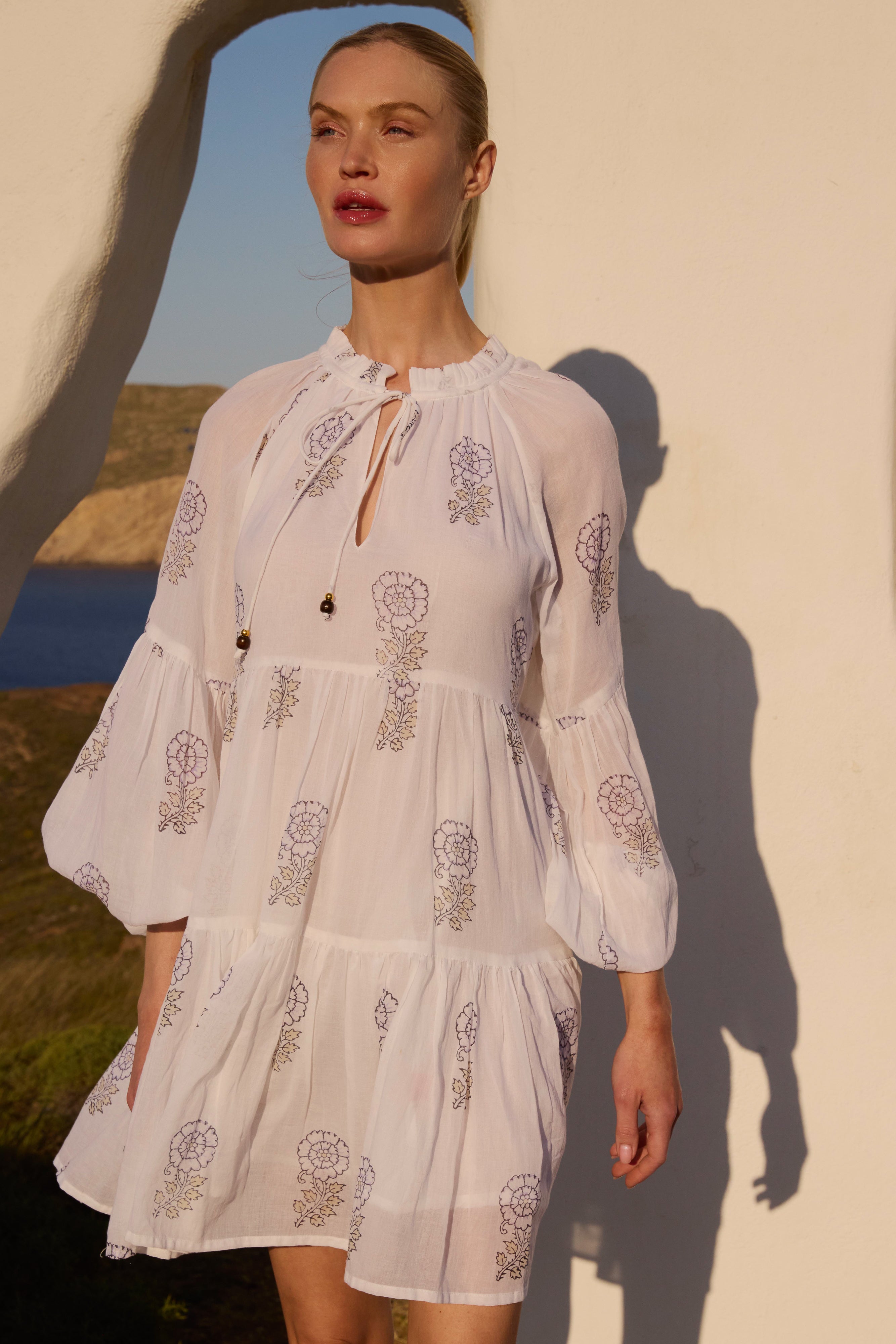 Balloon Sleeve Short- Leela Sky