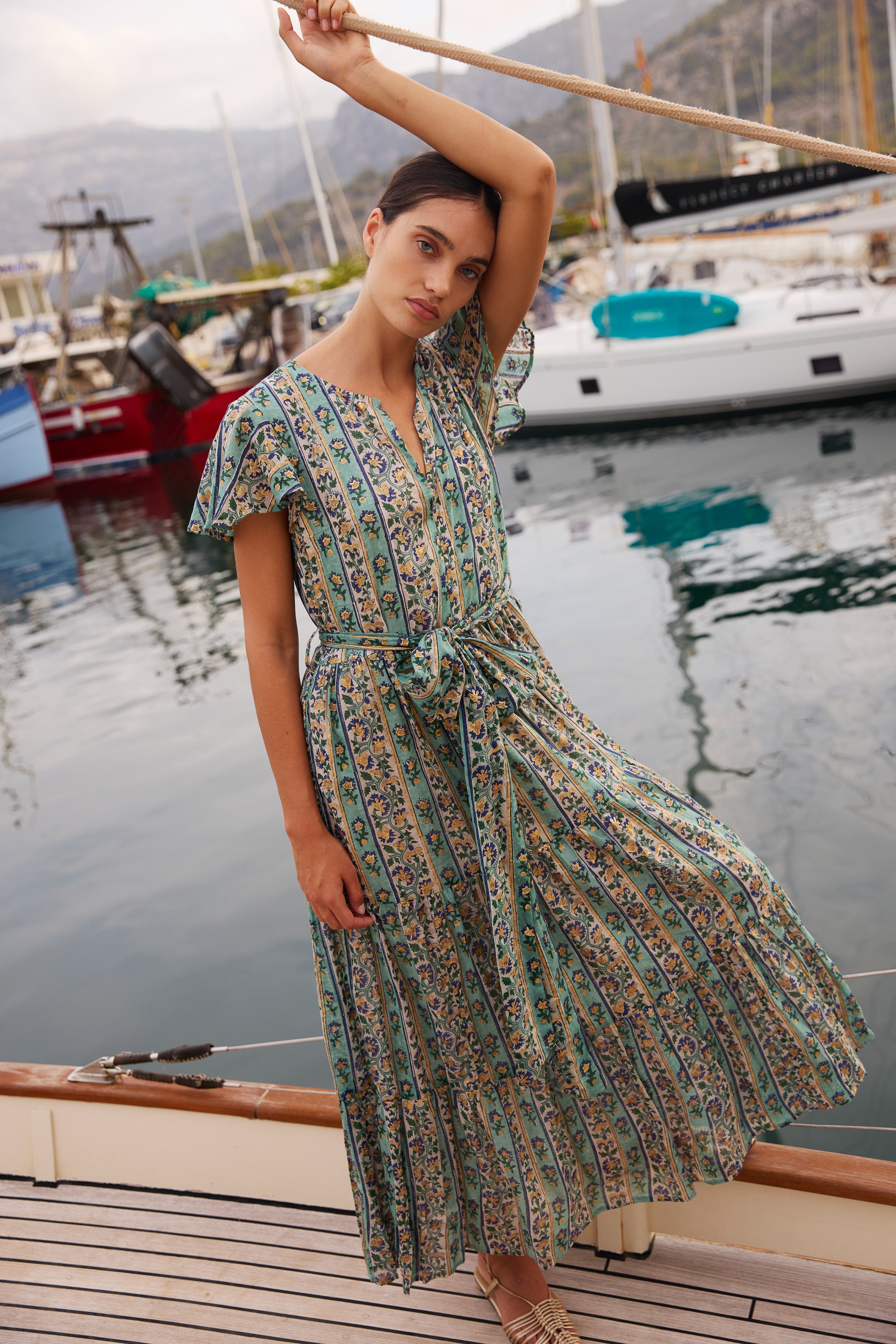 V-Neck Maxi- Taj Aqua