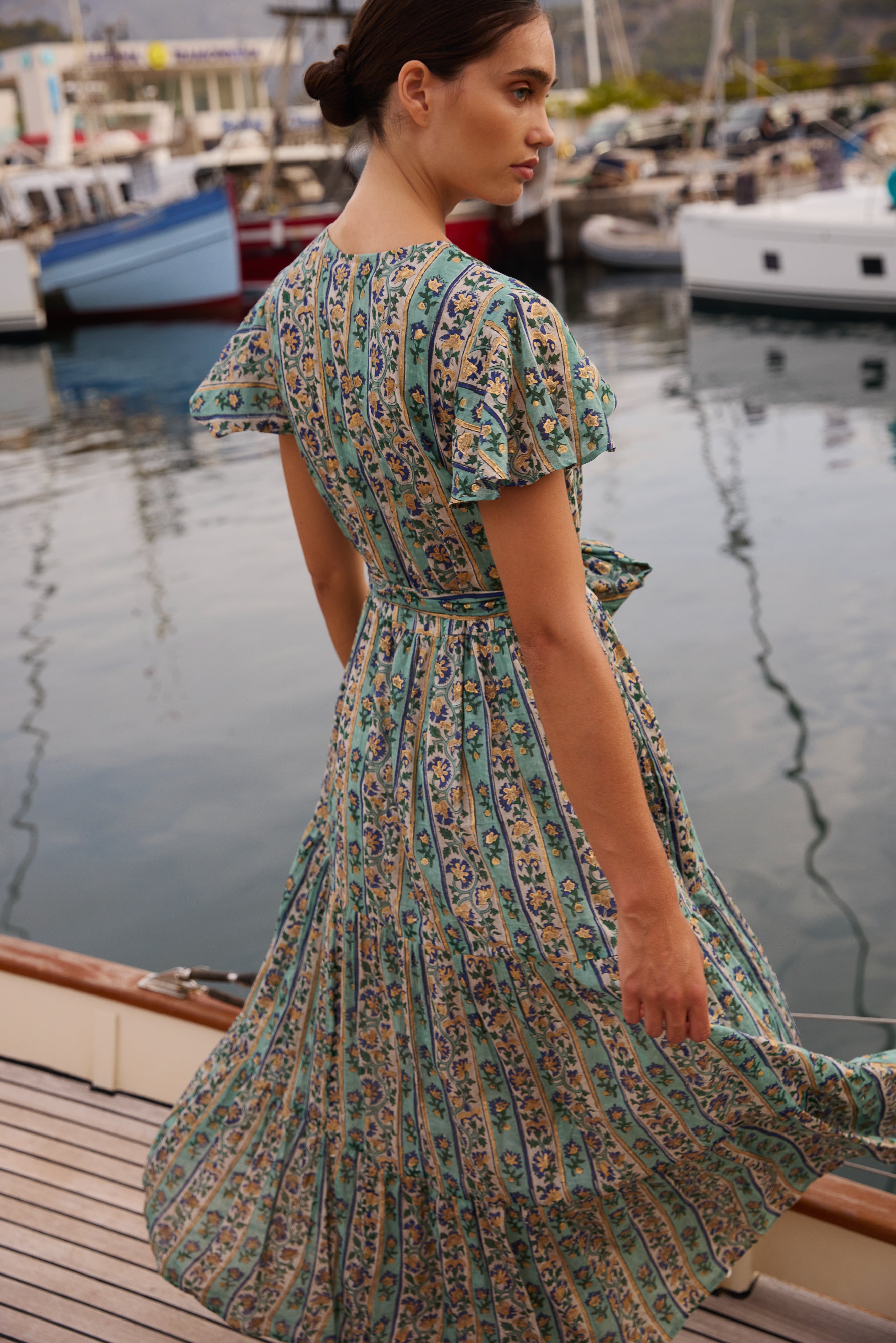 V-Neck Maxi- Taj Aqua