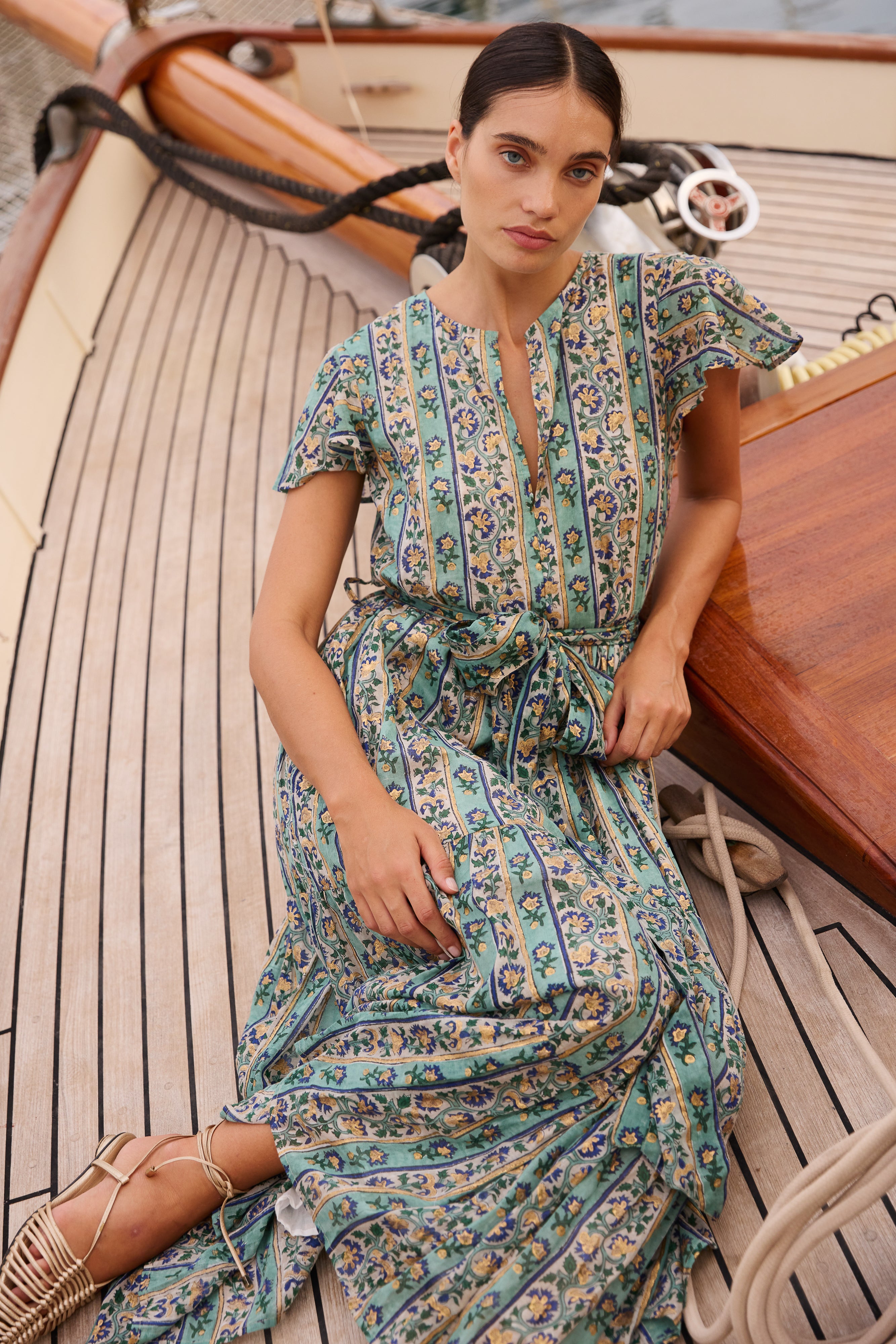 V-Neck Maxi- Taj Aqua