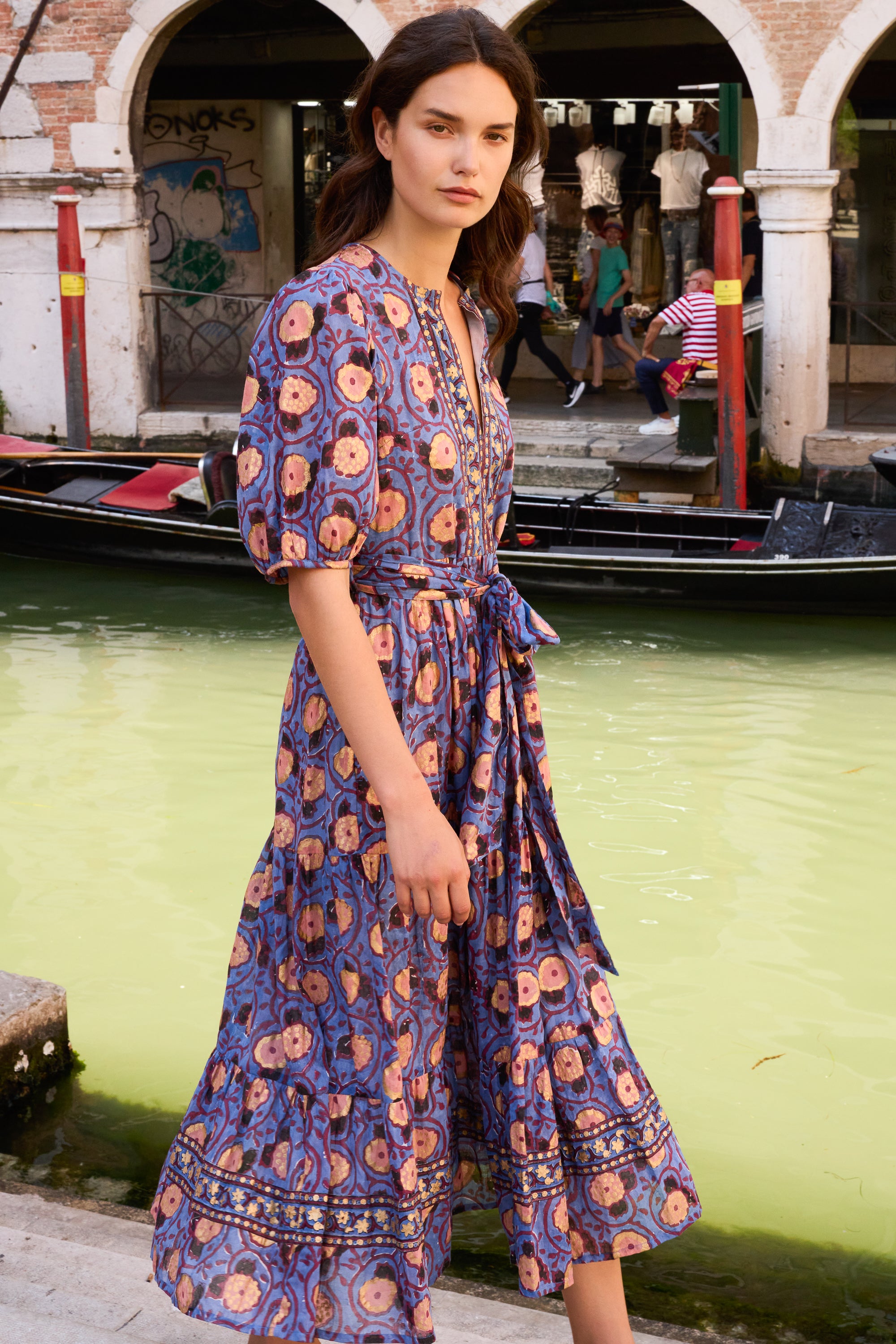 Puff Sleeve Maxi- Verona Blue