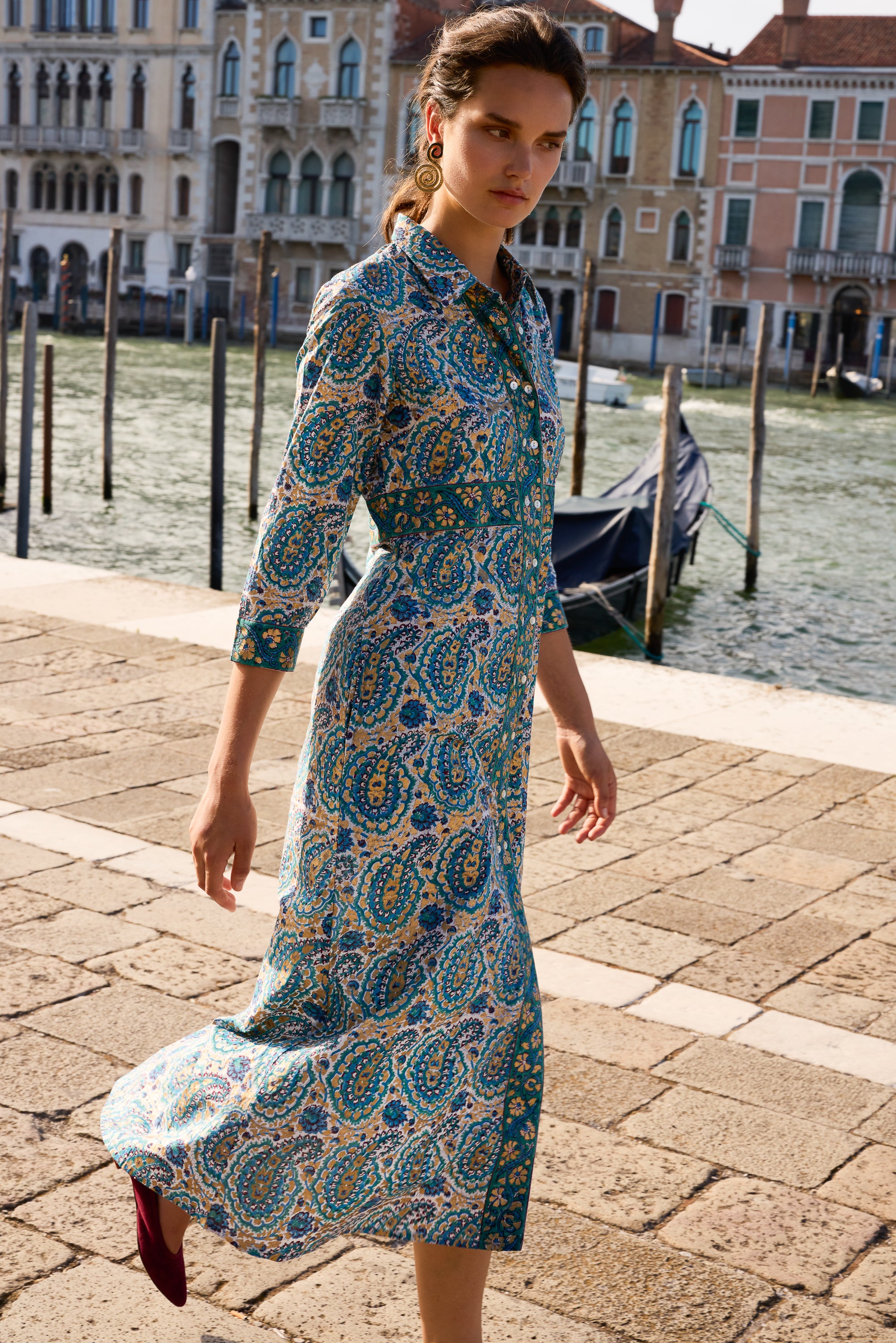Shirt Dress Maxi- Izmir Teal