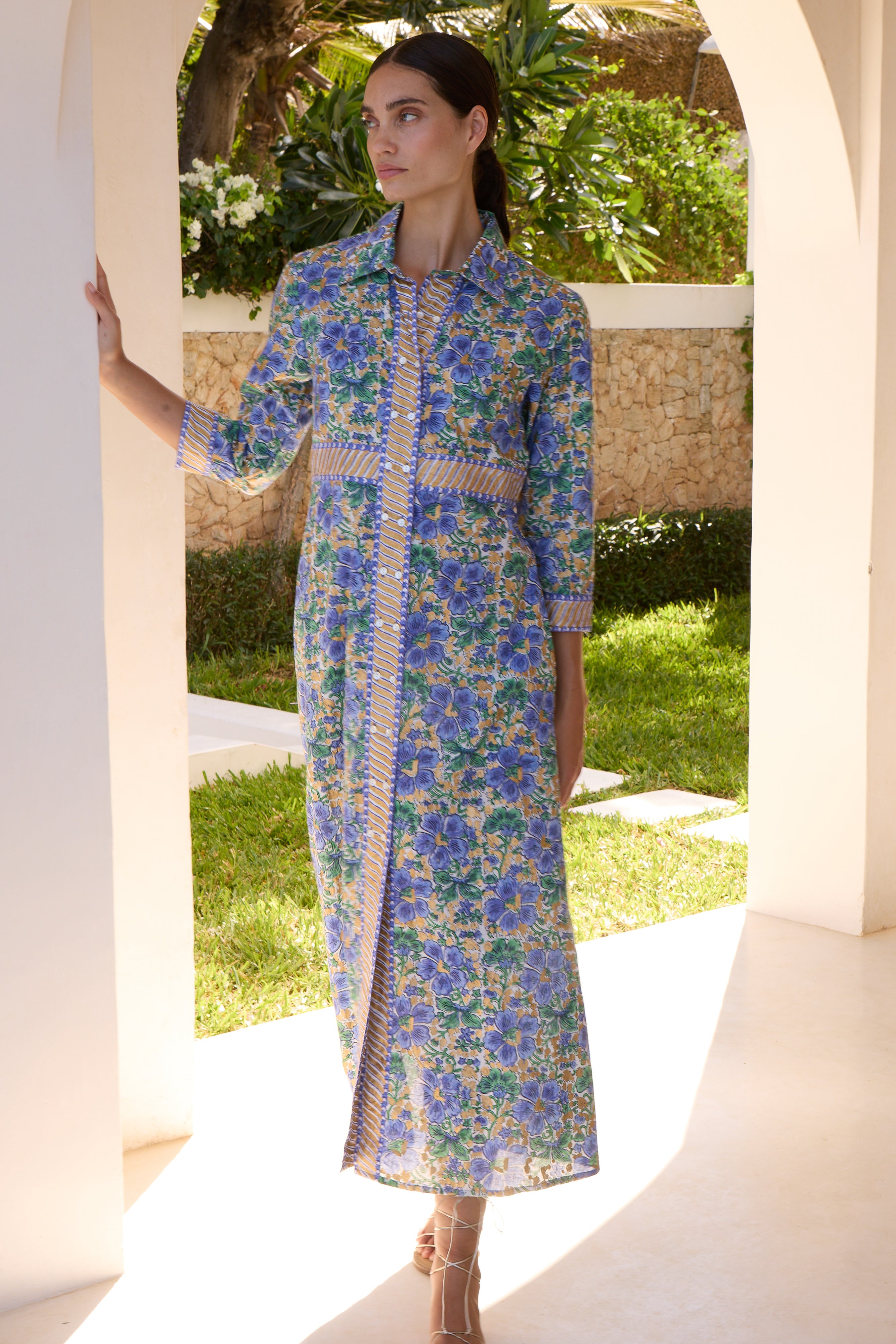 Shirt Dress Maxi- Matera Blue