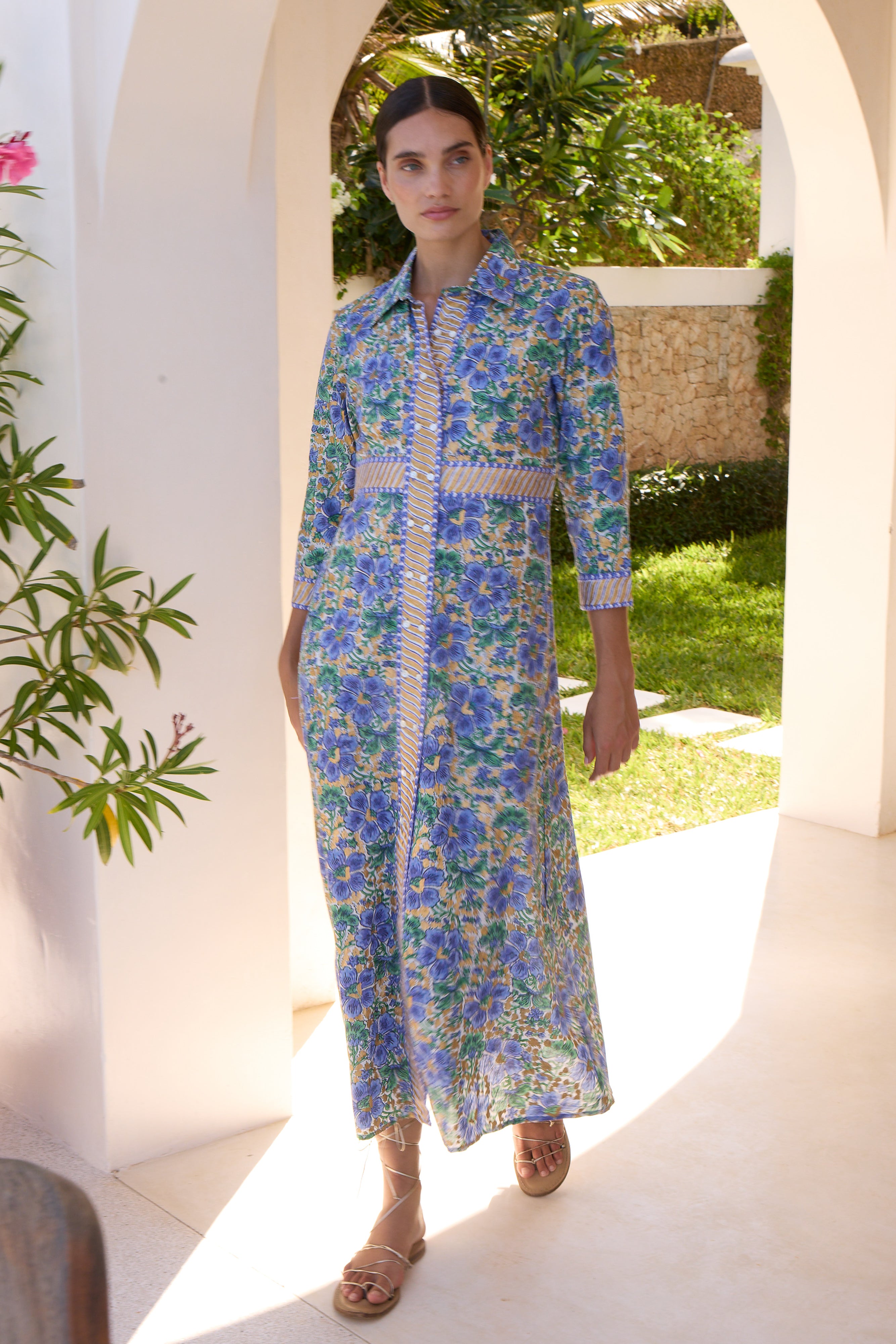 Shirt Dress Maxi- Matera Blue