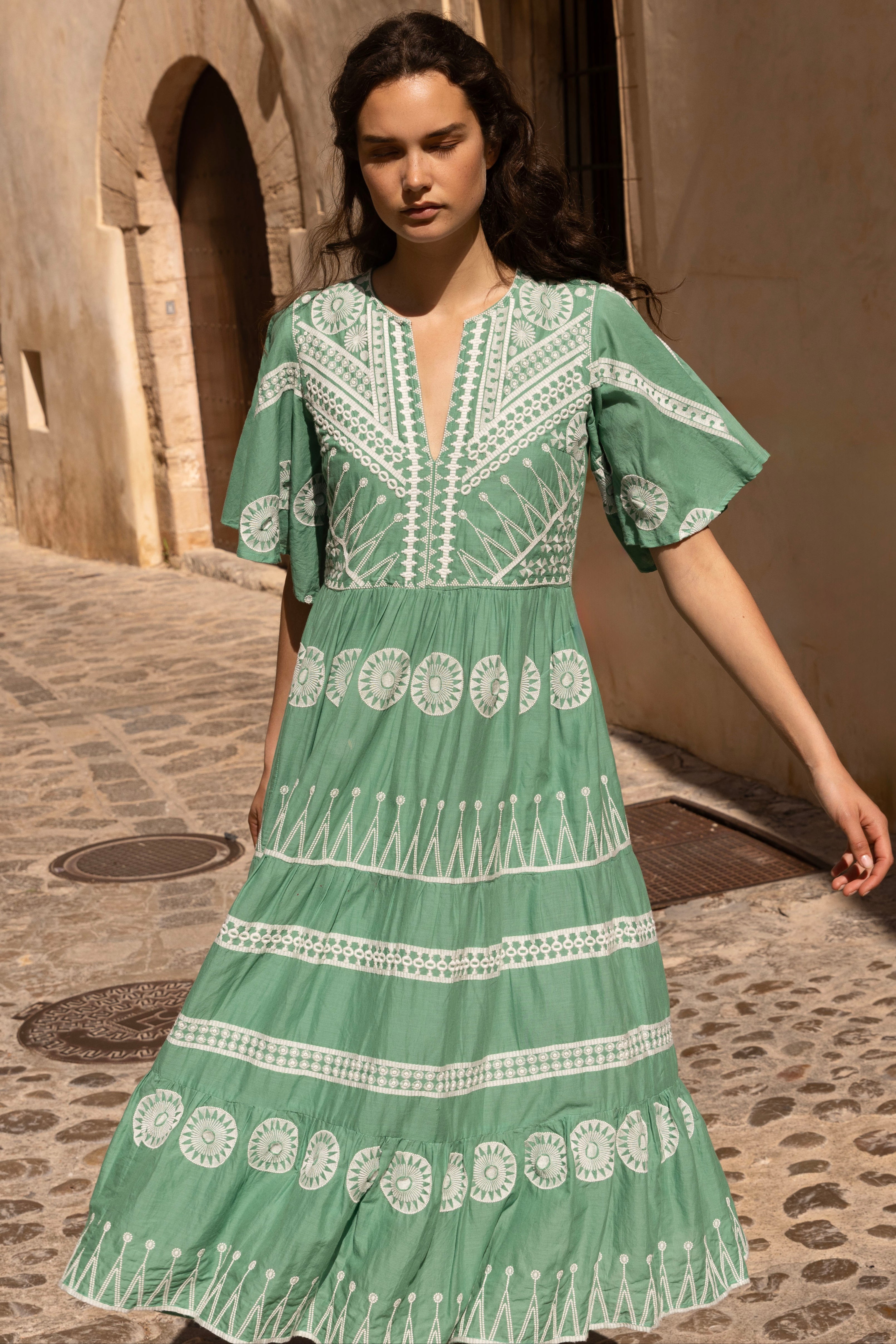 Flirty V-Neck Maxi- Soleil Sage