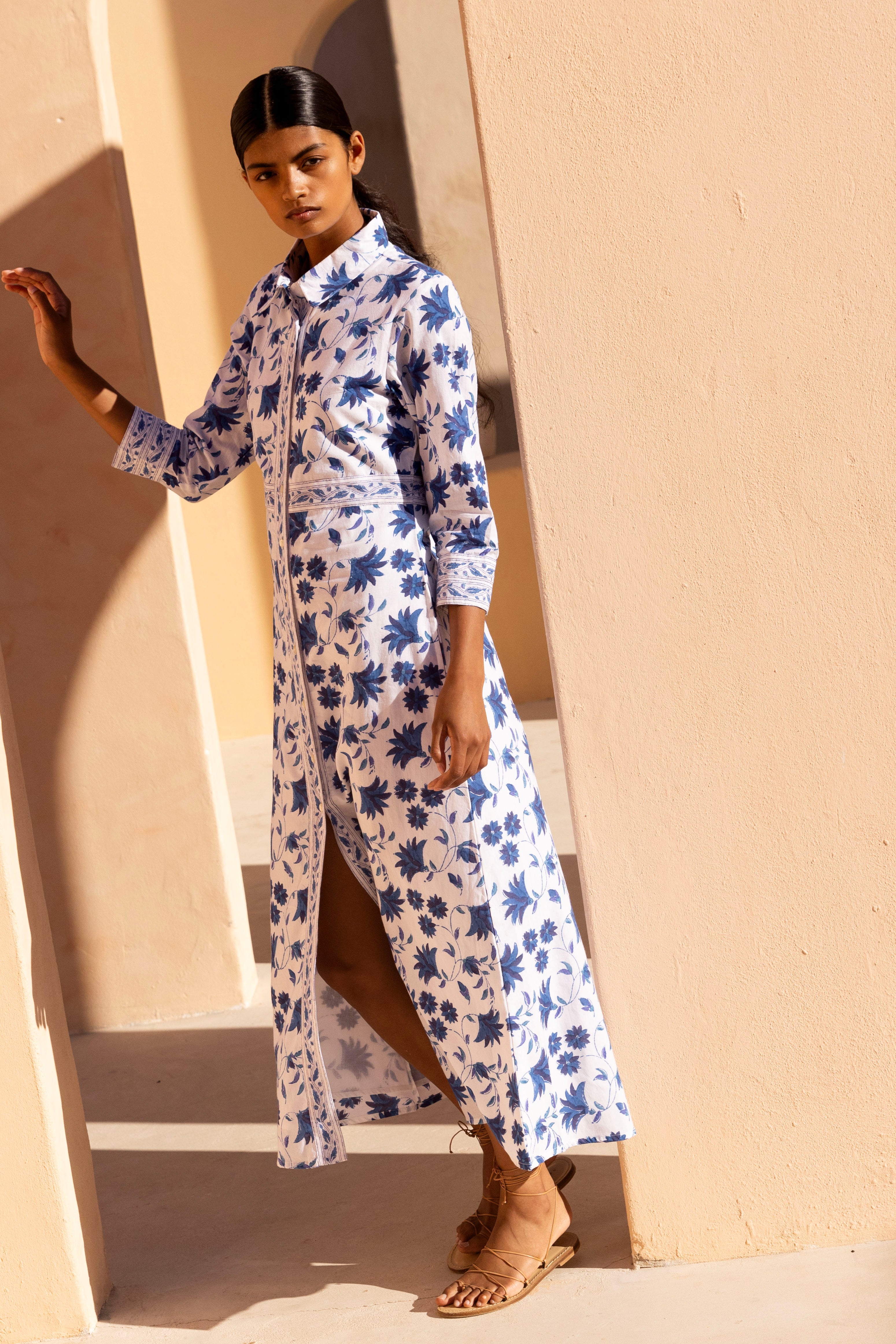 Shirt Dress Maxi- Marion Blue