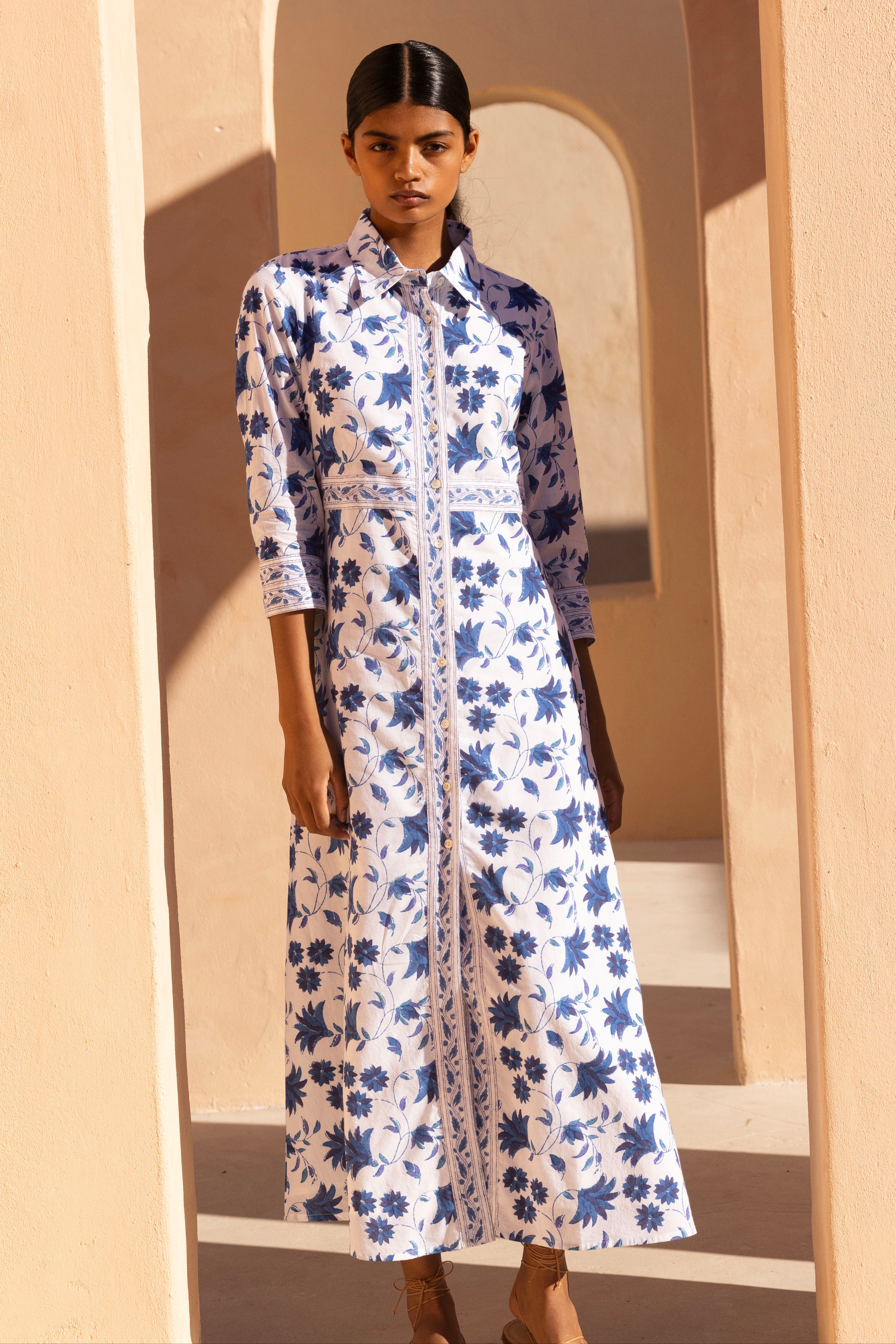 Shirt Dress Maxi- Marion Blue