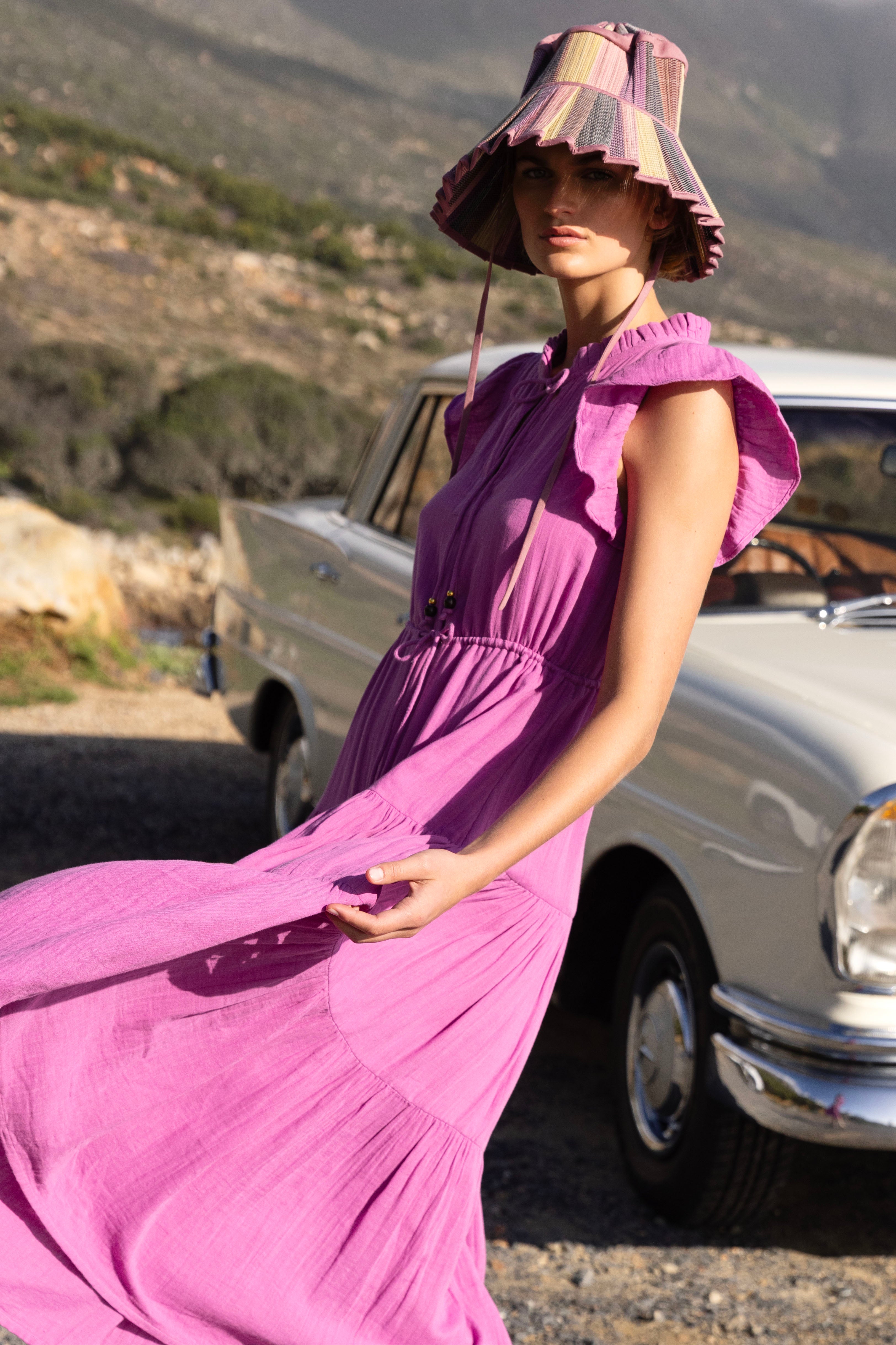 Cinched Flirty Midi- Bahama Purple