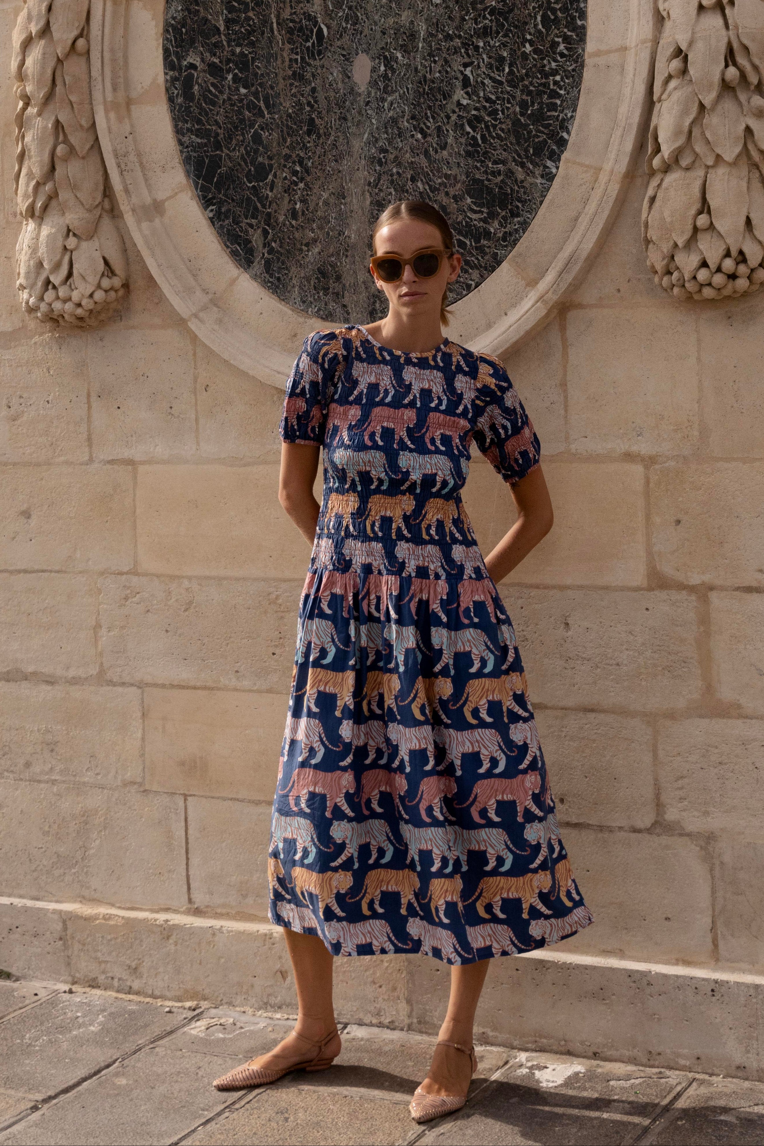 Smocked Drop Waist Maxi- Raj Navy