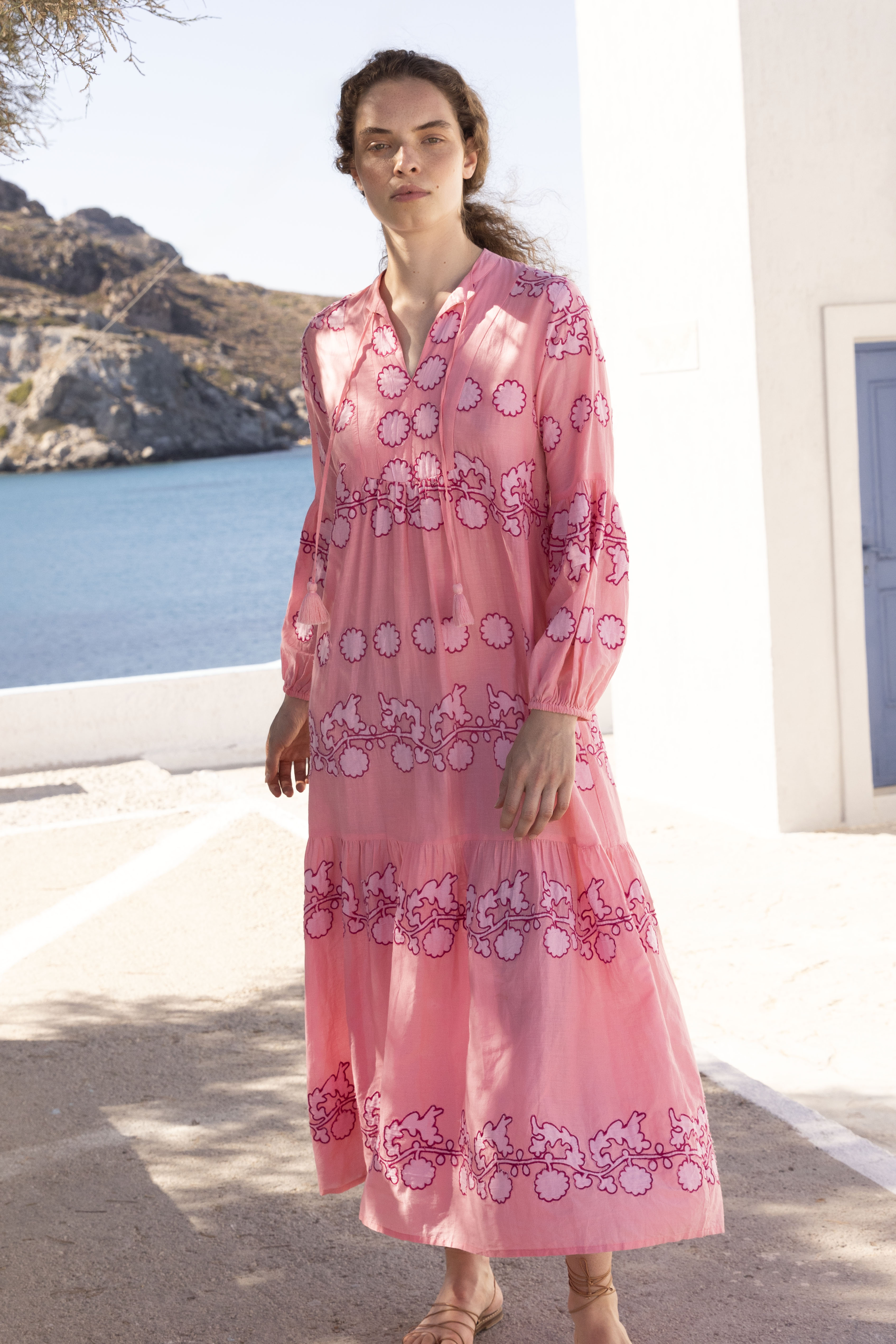 Balloon Sleeve Maxi- Tangier Pink