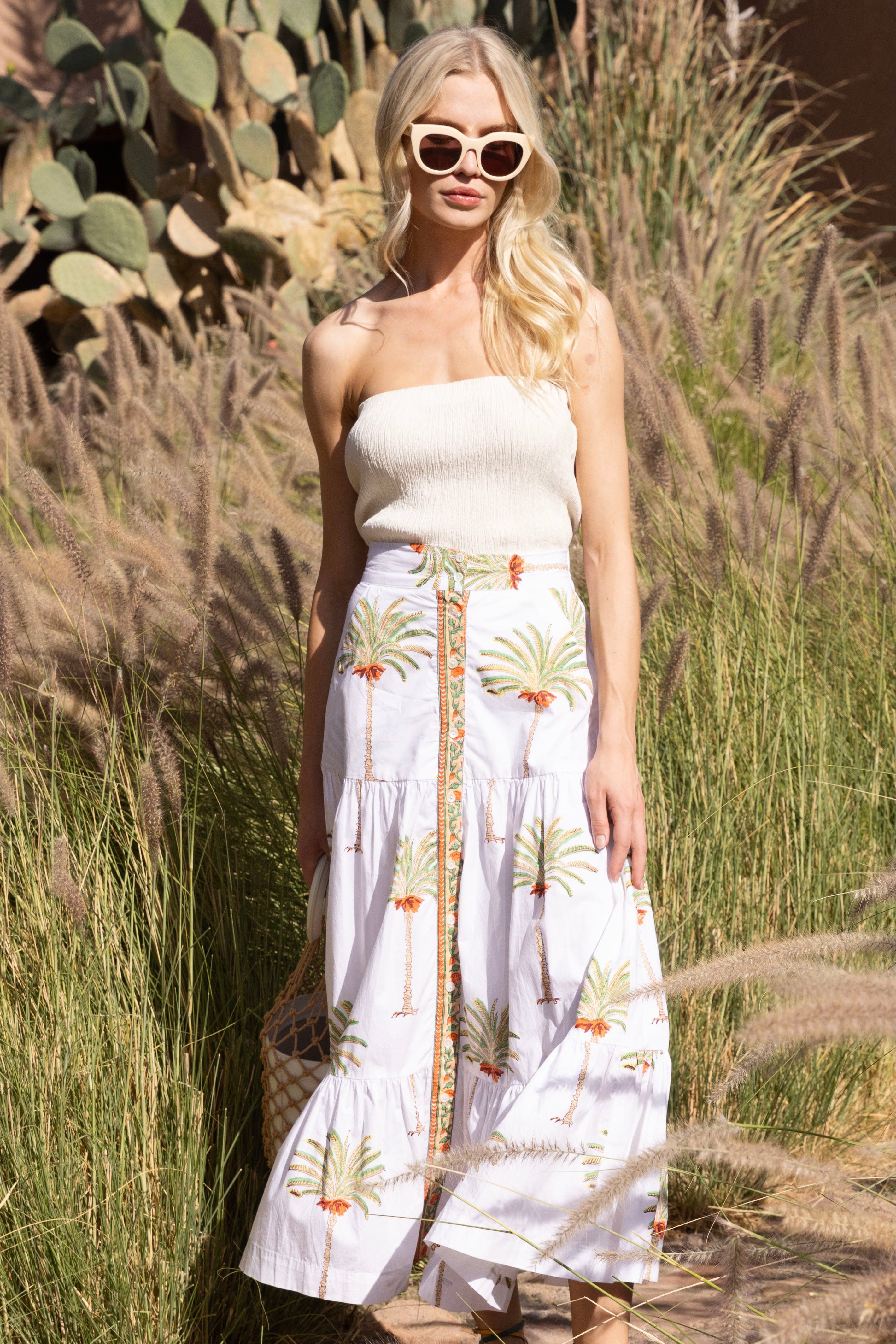 Button Front Skirt- Canary Green