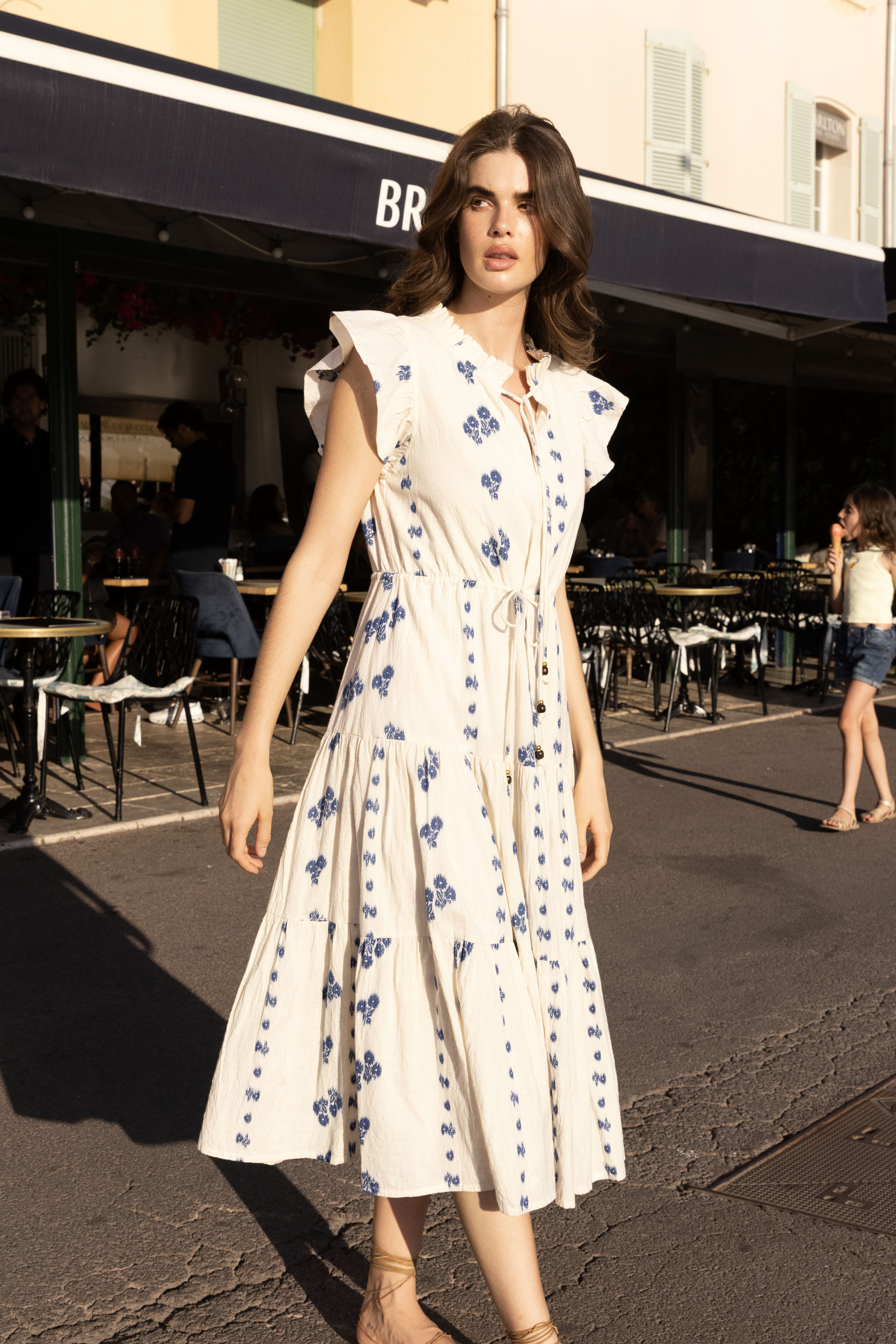 Cinched Flirty Midi- Wicklow Blue