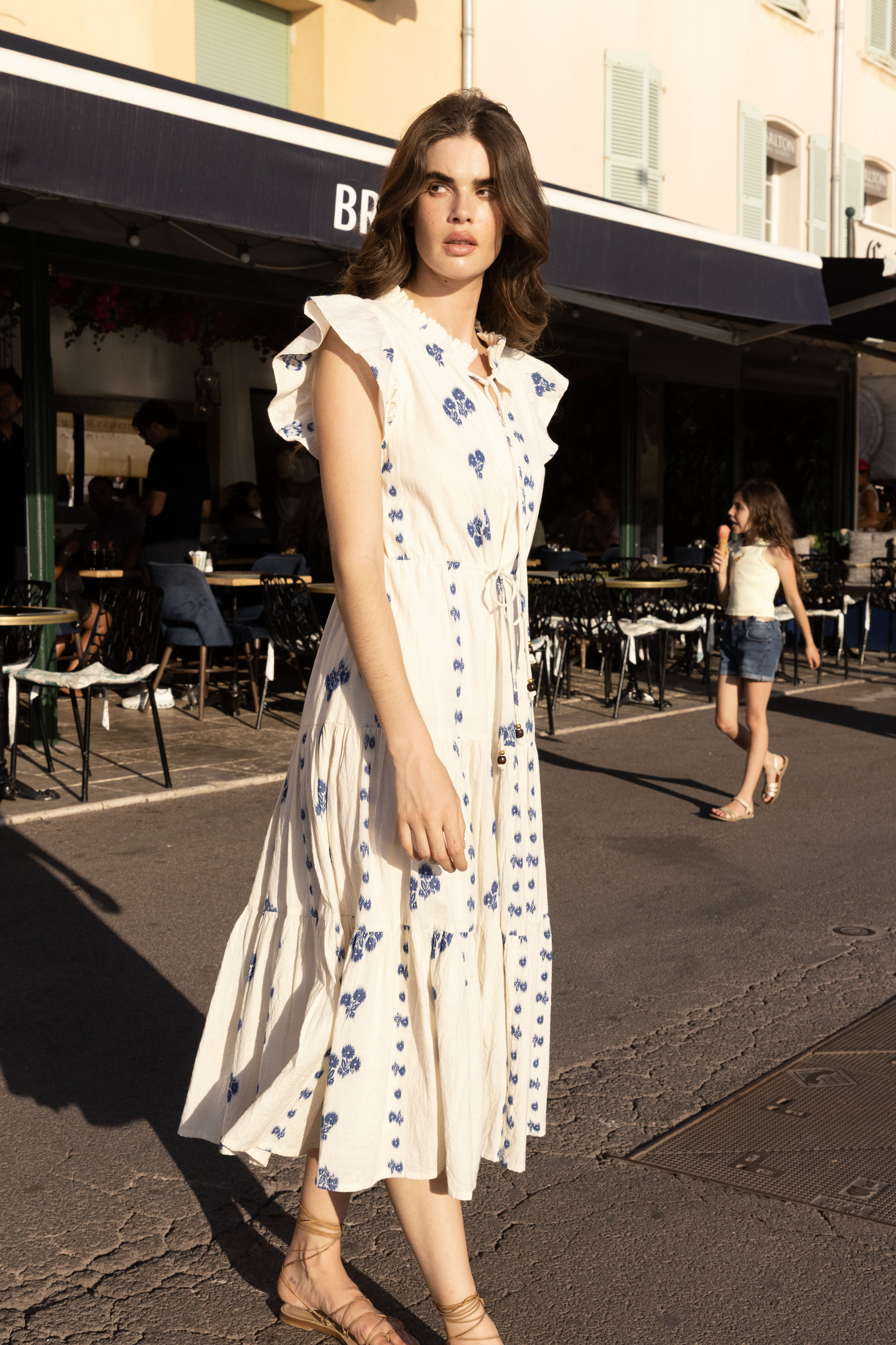 Cinched Flirty Midi- Wicklow Blue