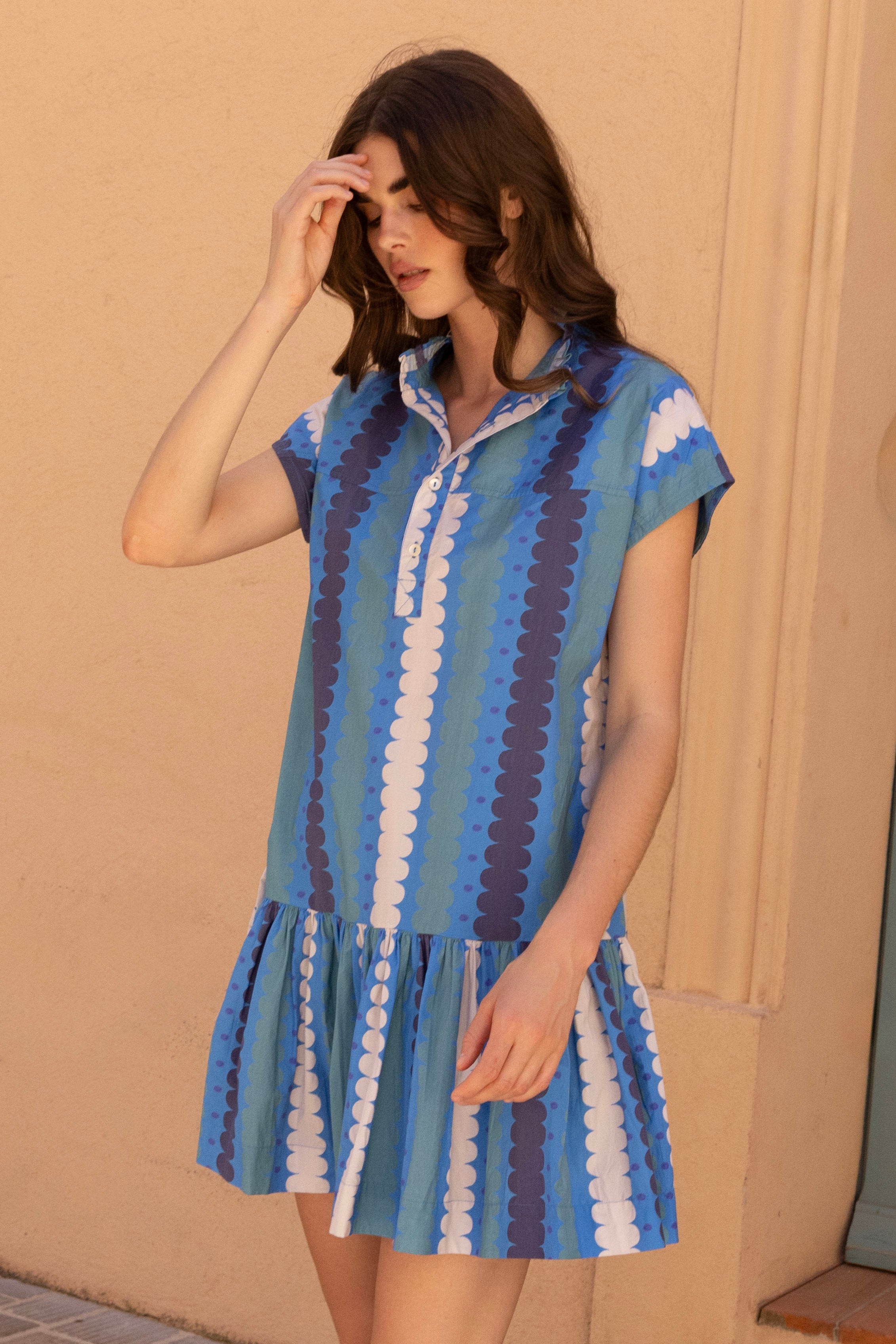 Cap Sleeve Mini- Meko Blue