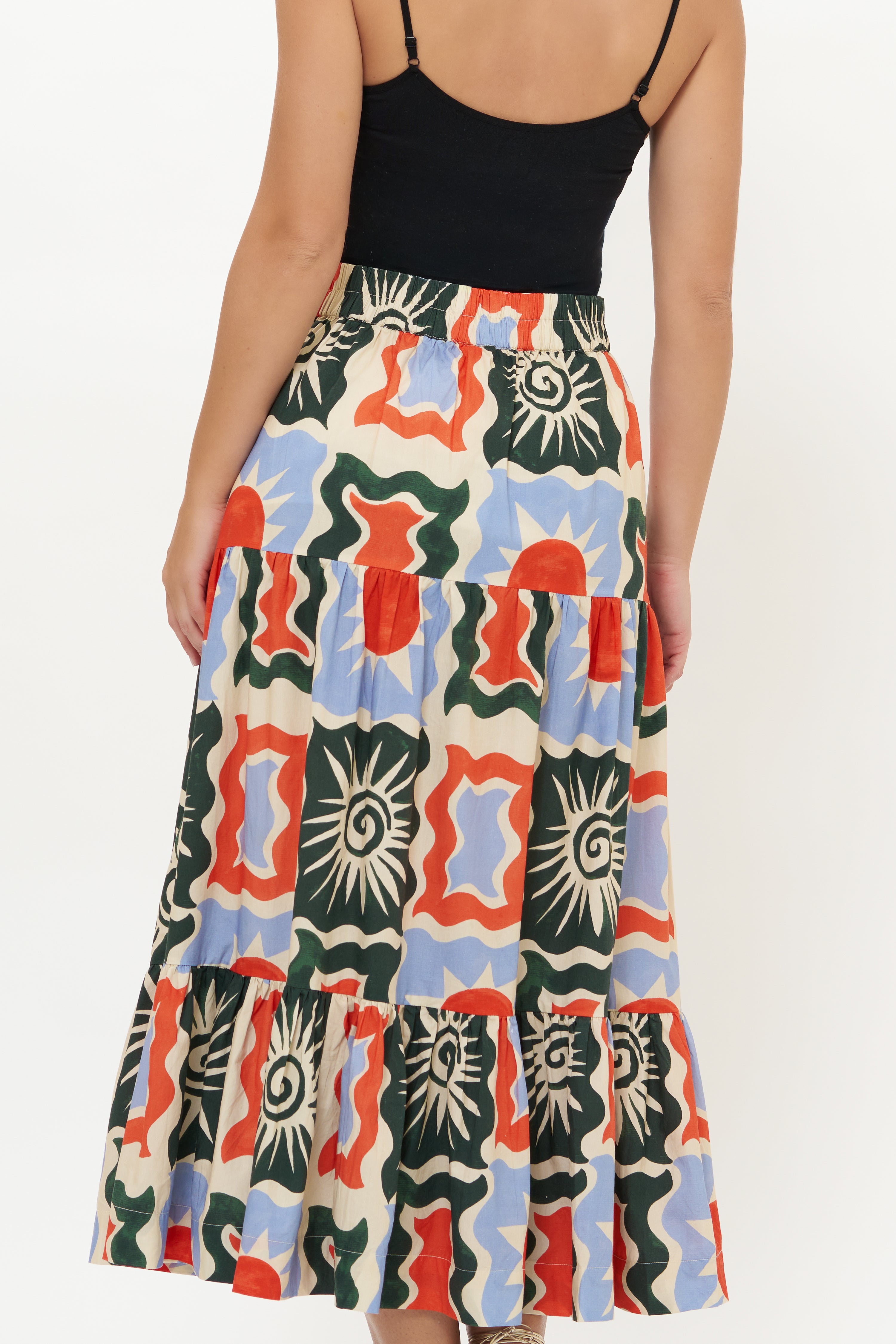 Button Front Skirt- Helios Blue