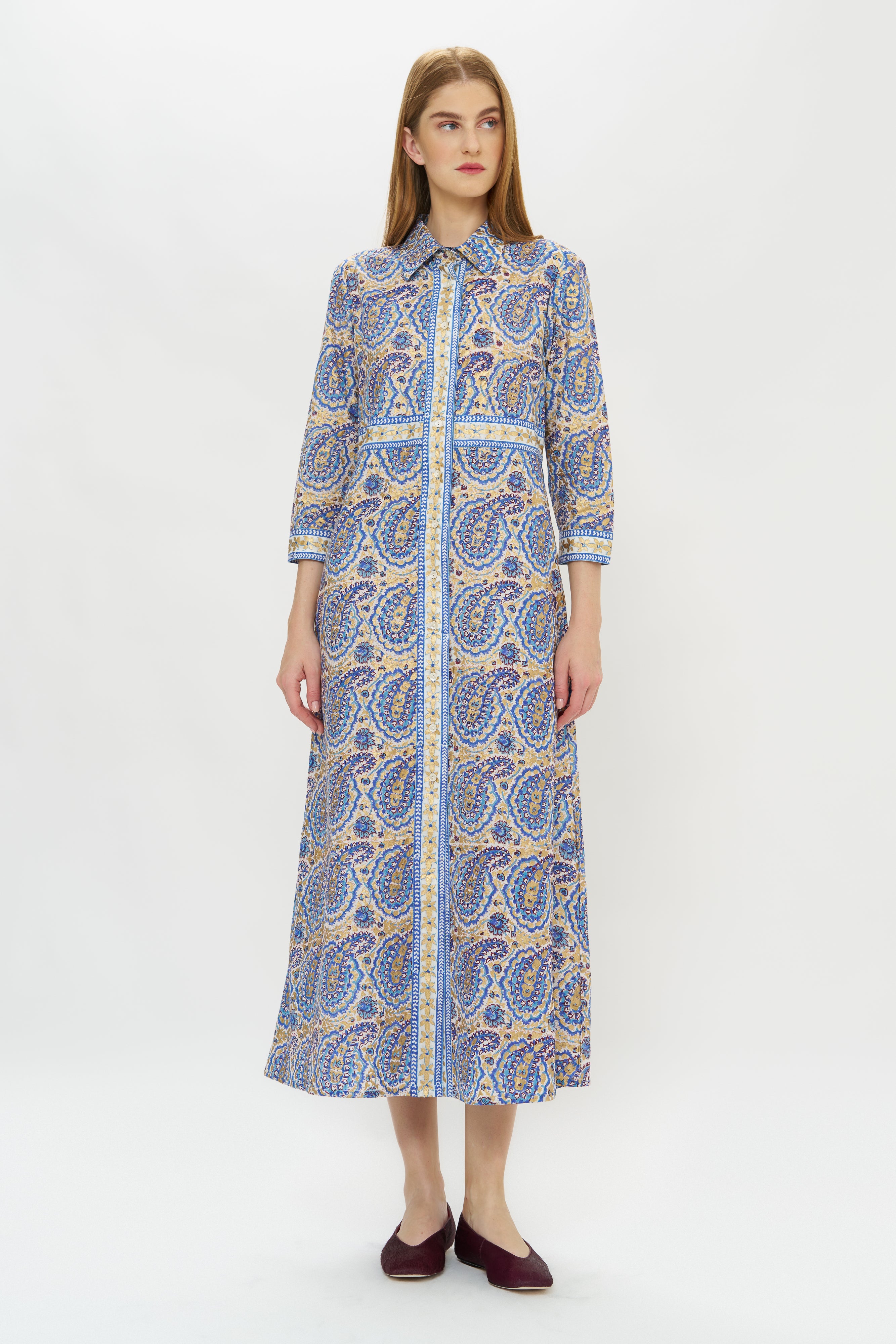 Shirt Dress Maxi- Izmir Blue