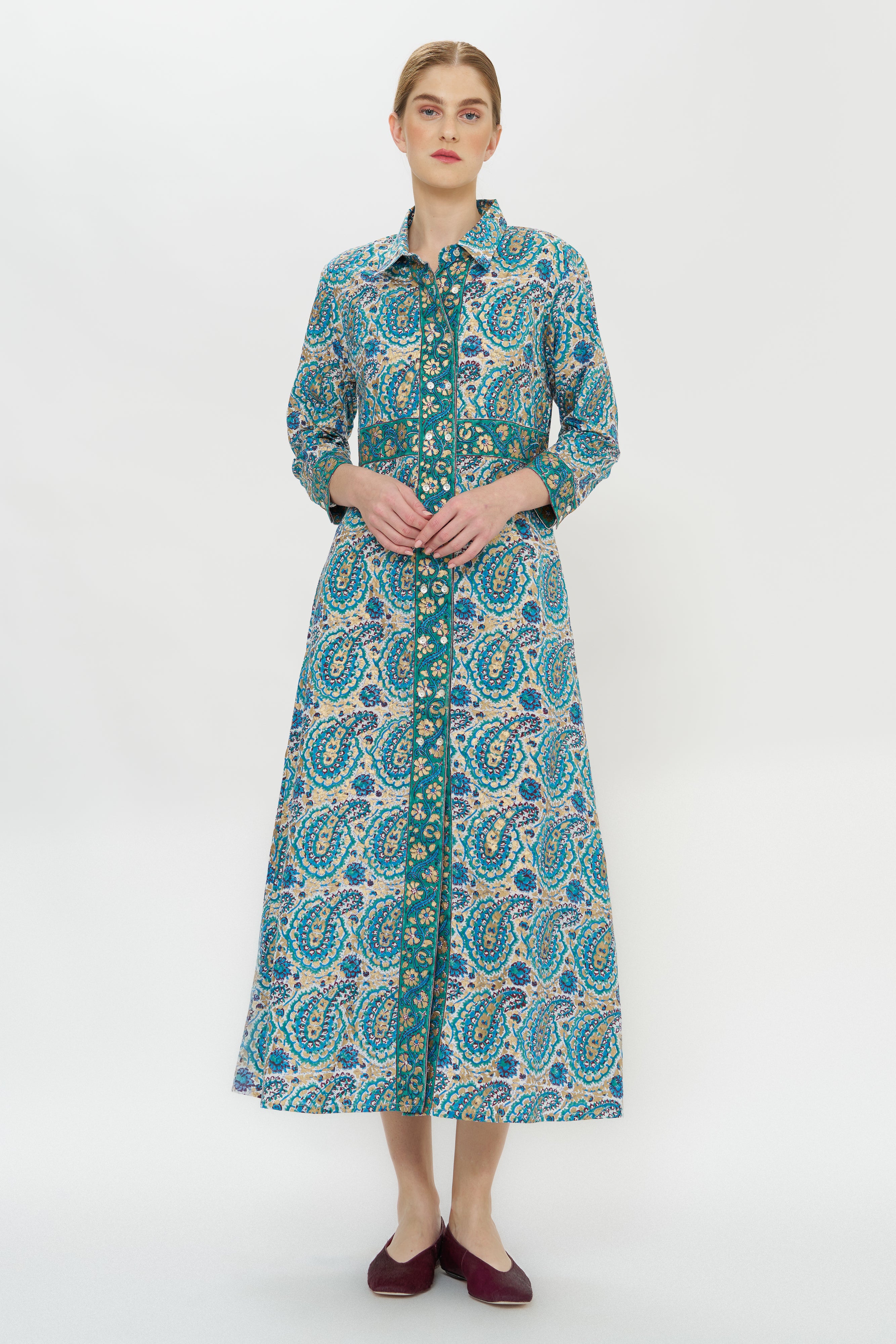 Shirt Dress Maxi- Izmir Teal