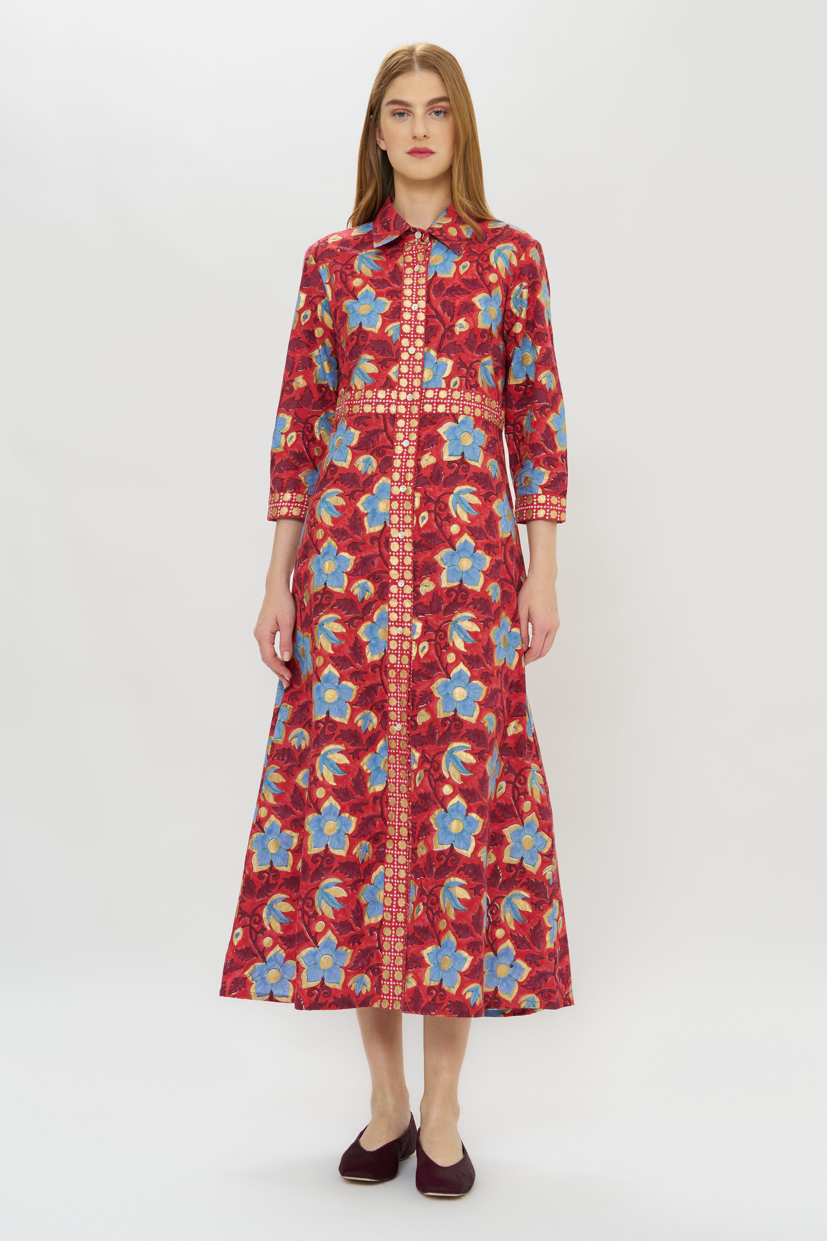 Shirt Dress Maxi- Kildare Red