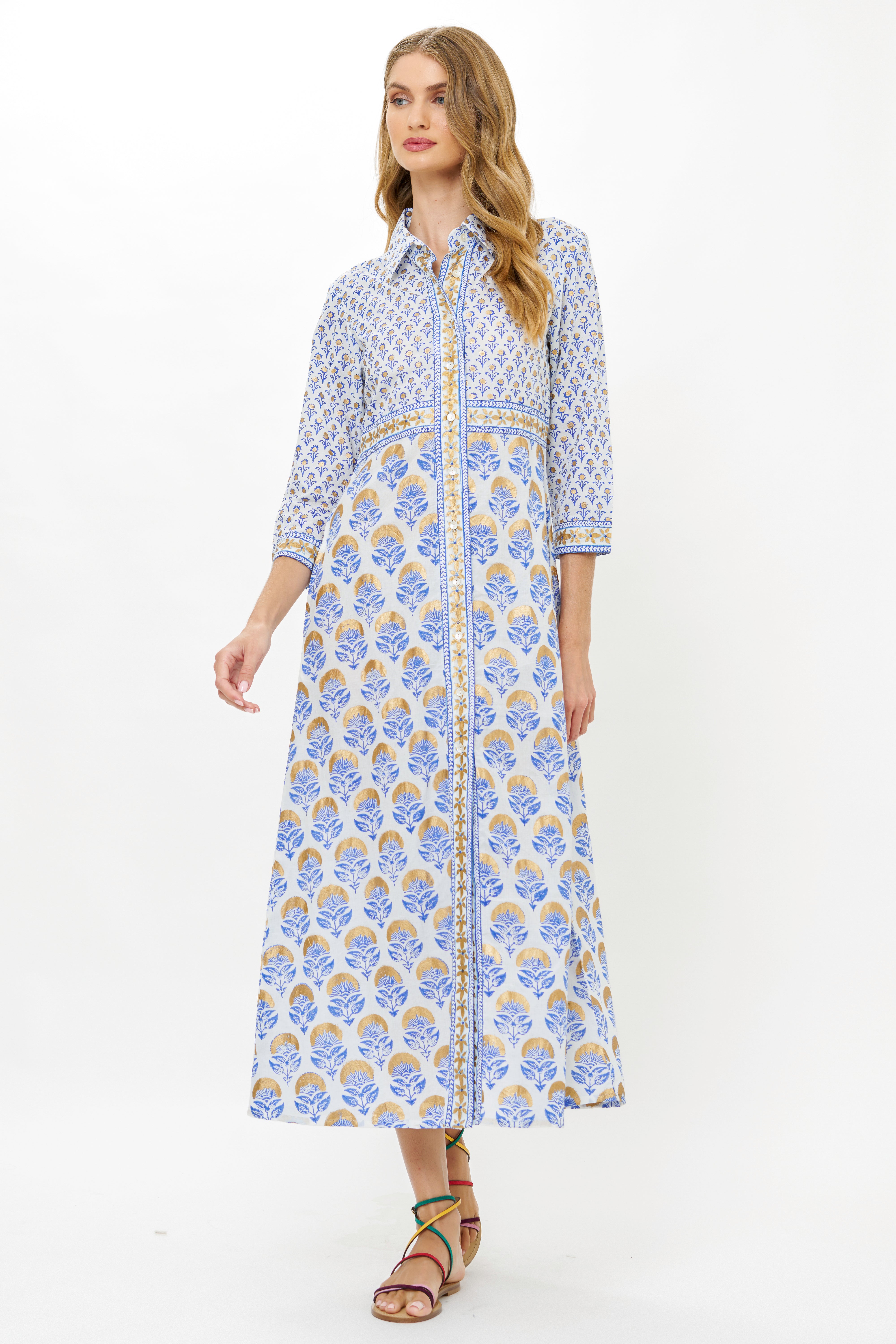Shirt Dress Maxi- Arbor Blue