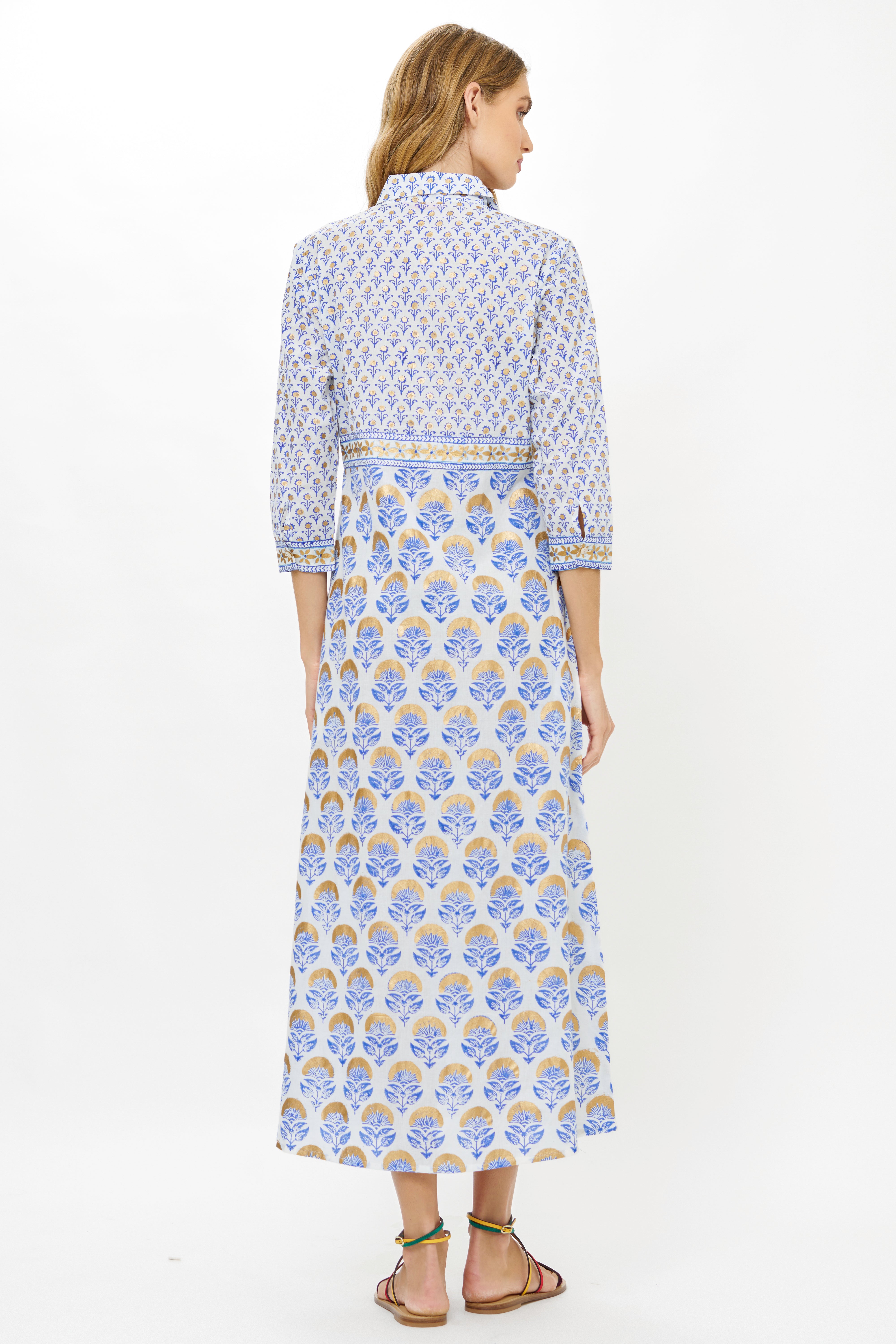 Shirt Dress Maxi- Arbor Blue