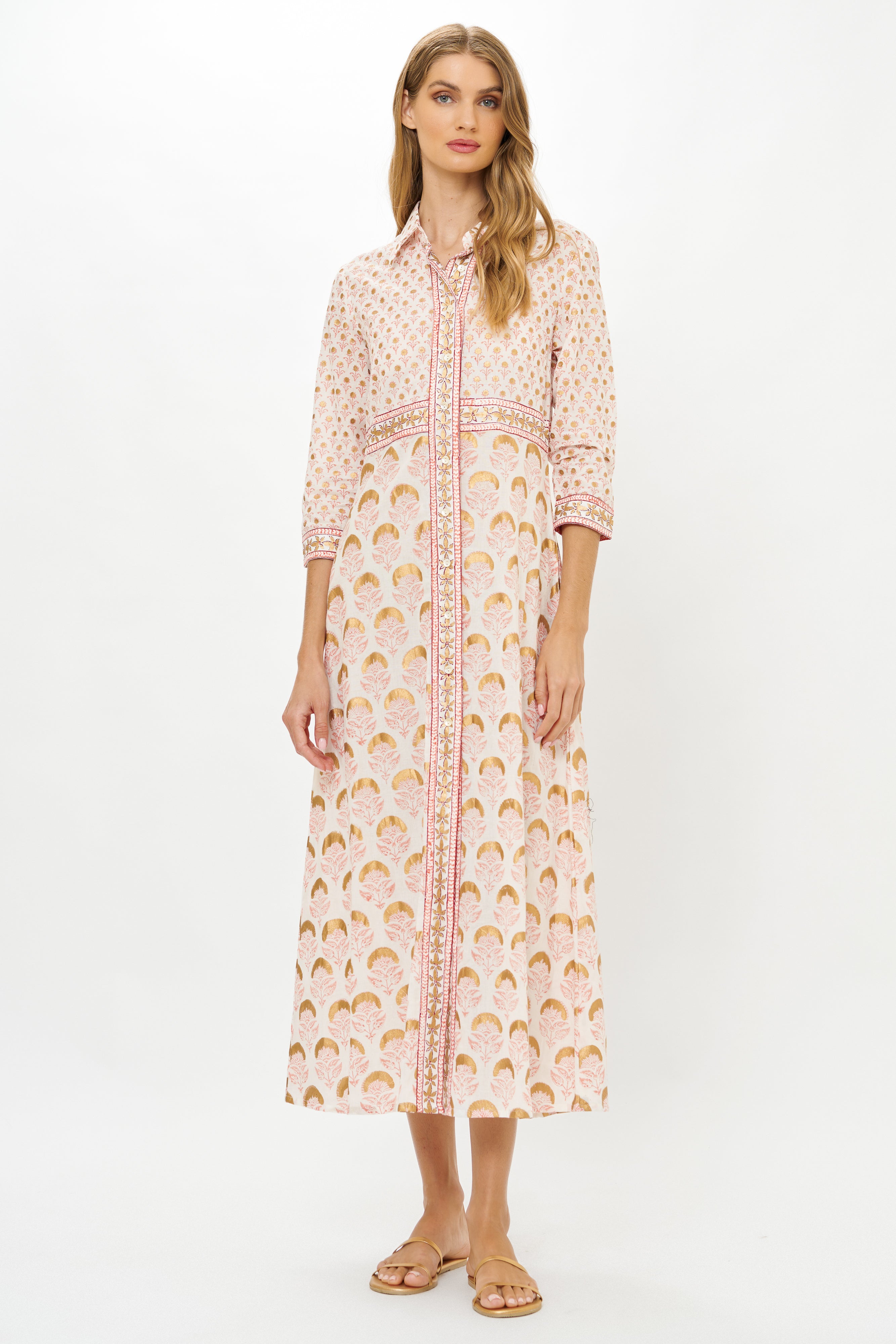 Shirt Dress Maxi- Arbor Coral