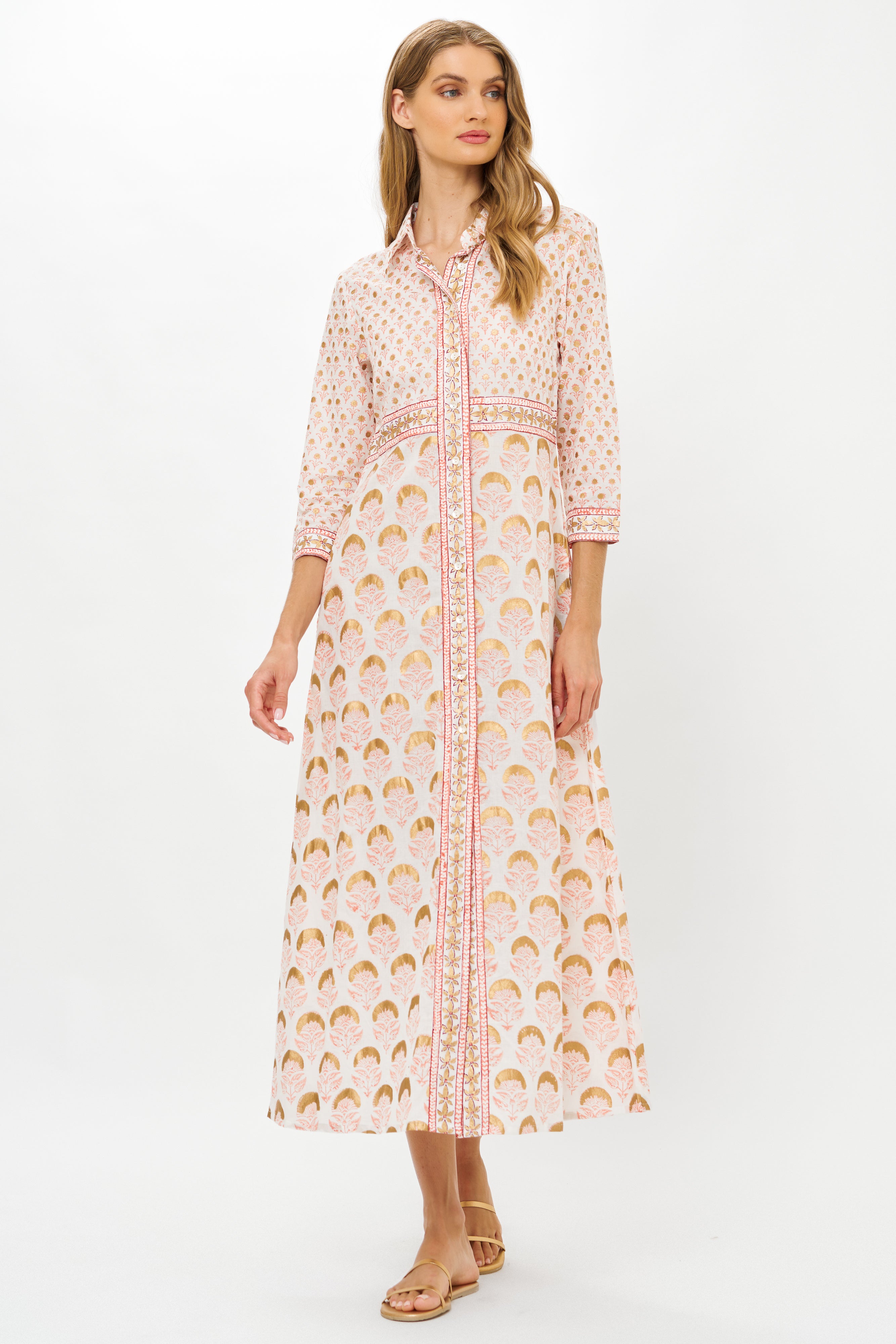 Shirt Dress Maxi- Arbor Coral