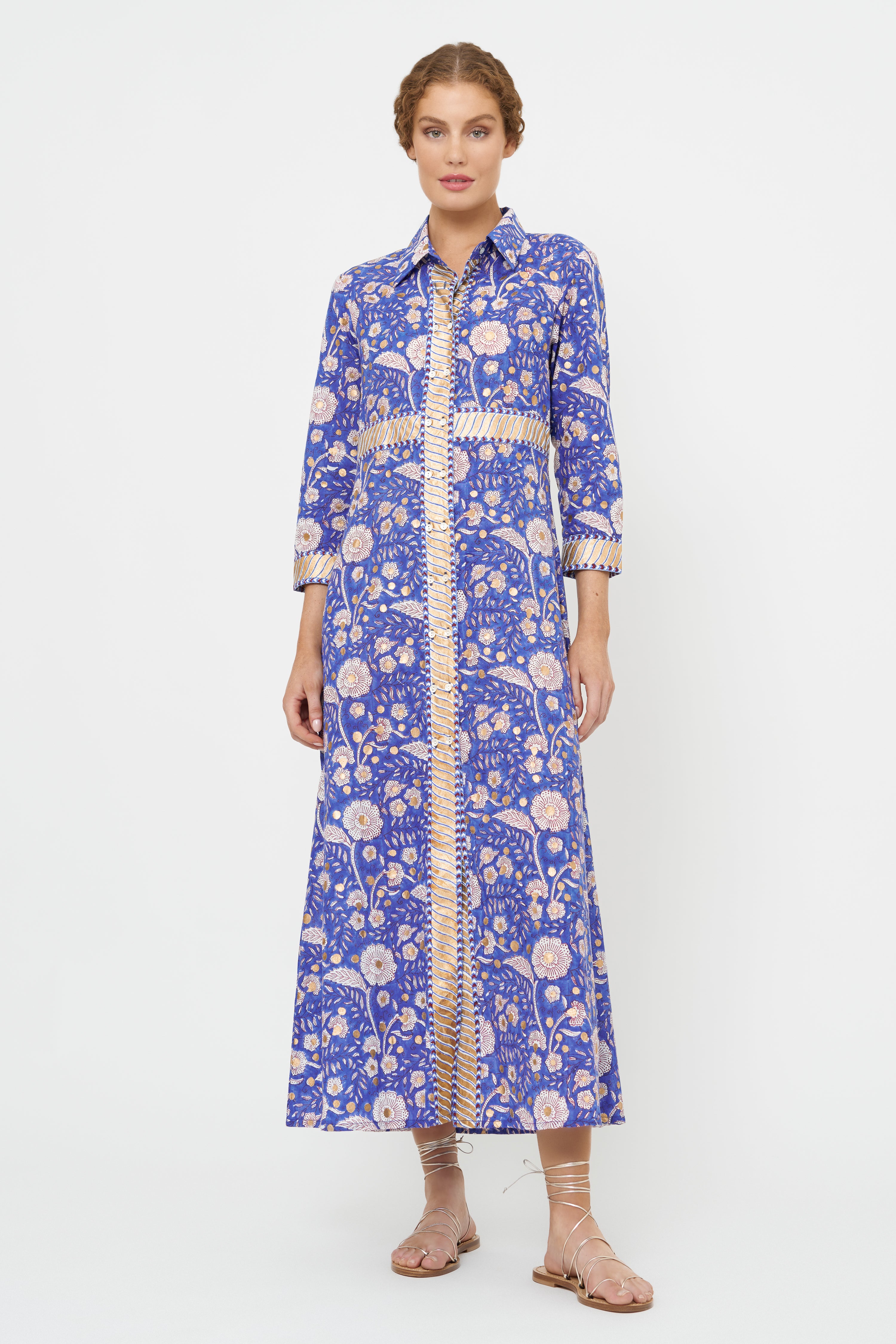 Shirt Dress Maxi- Carolina Cobalt