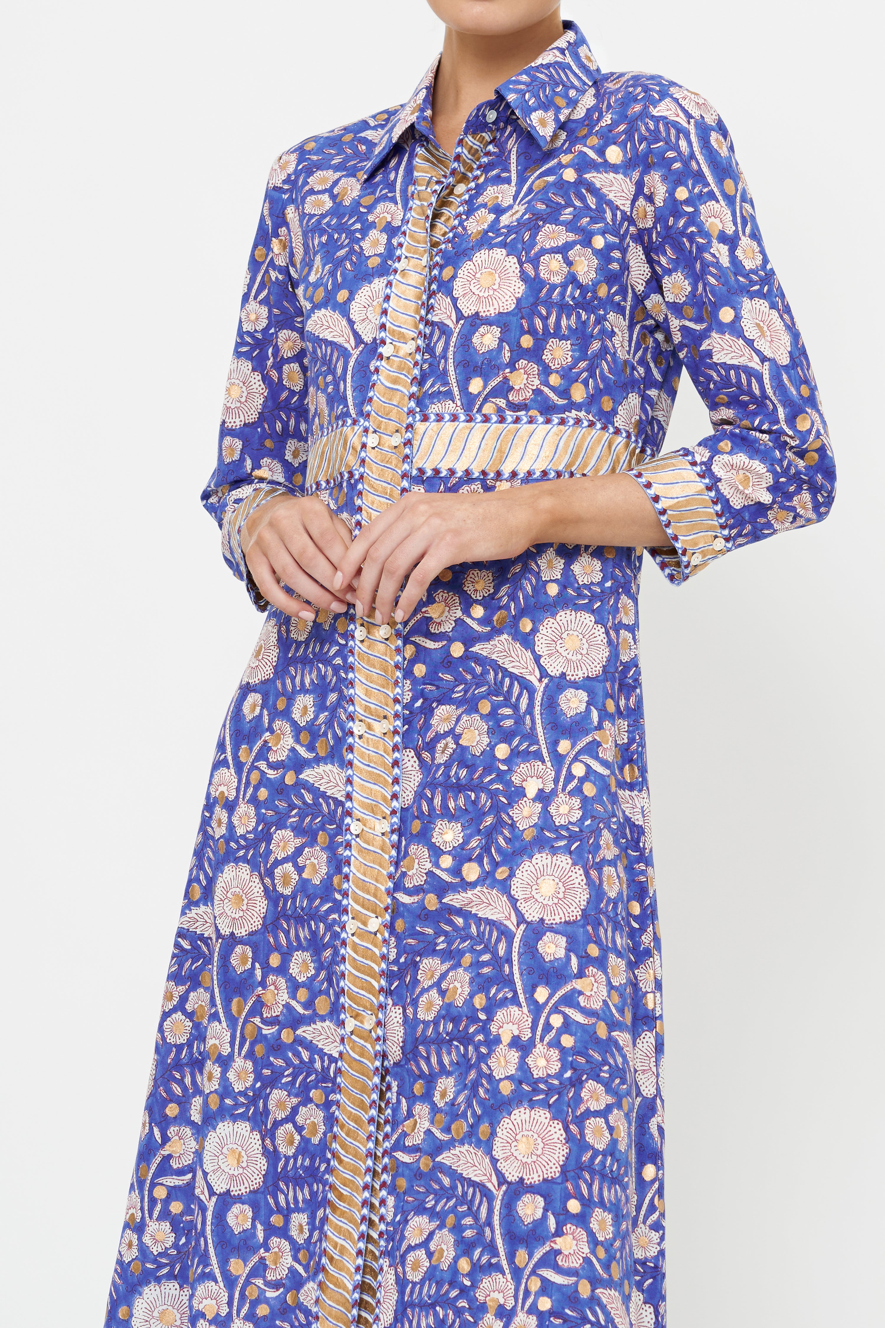 Shirt Dress Maxi- Carolina Cobalt