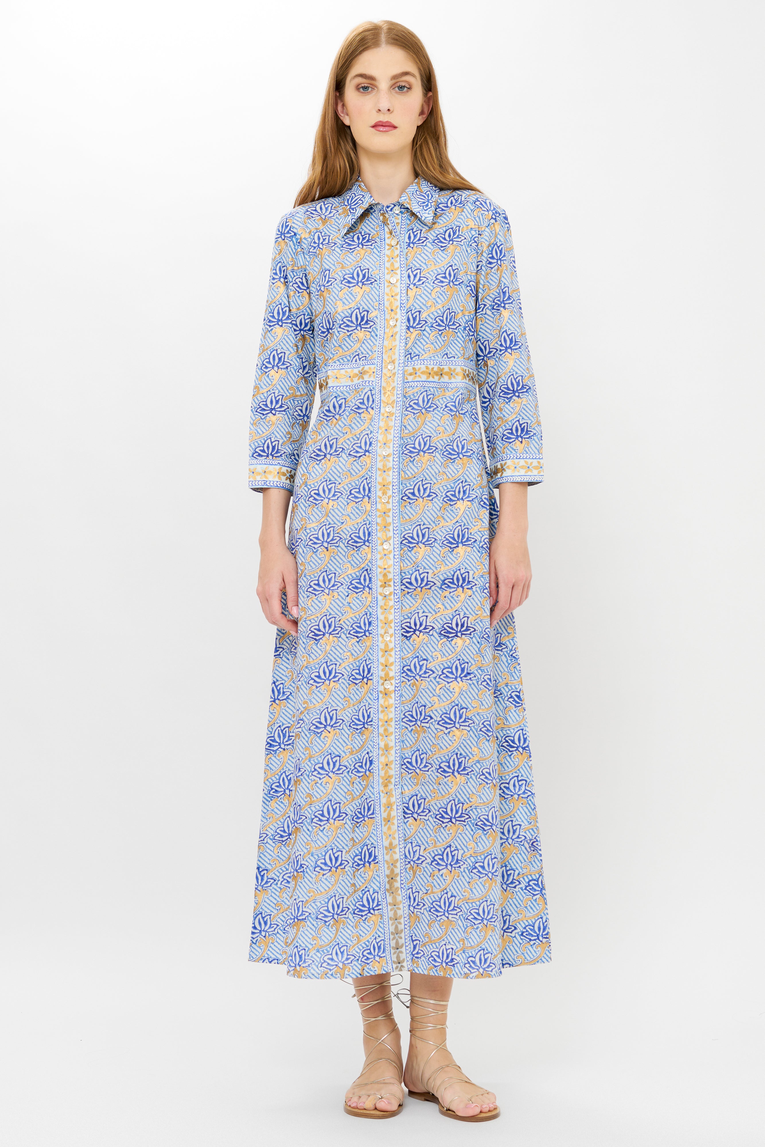 Shirt Dress Maxi- Florence Blue
