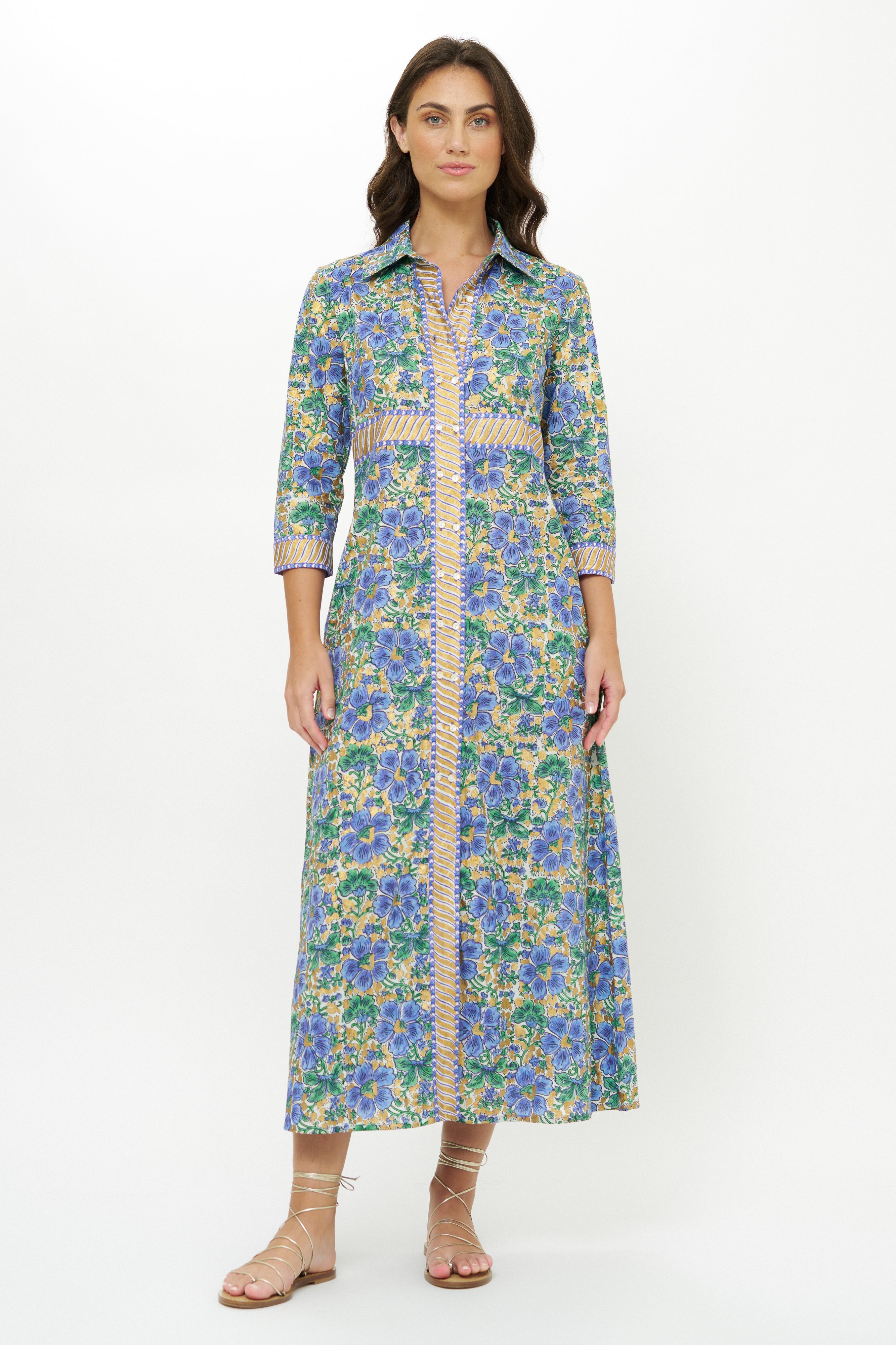 Shirt Dress Maxi- Matera Blue