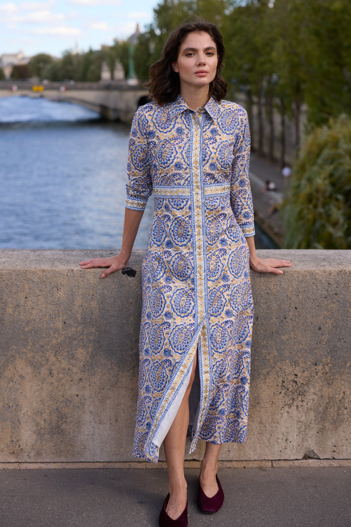 Shirt Dress Maxi- Izmir Blue