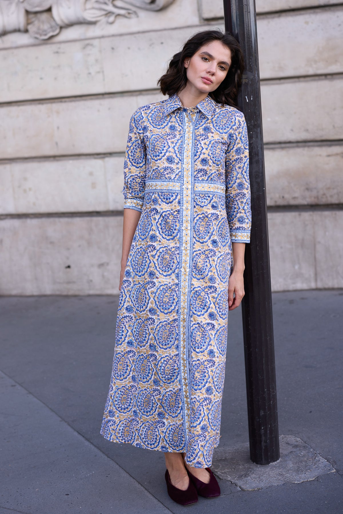 Shirt Dress Maxi- Izmir Blue
