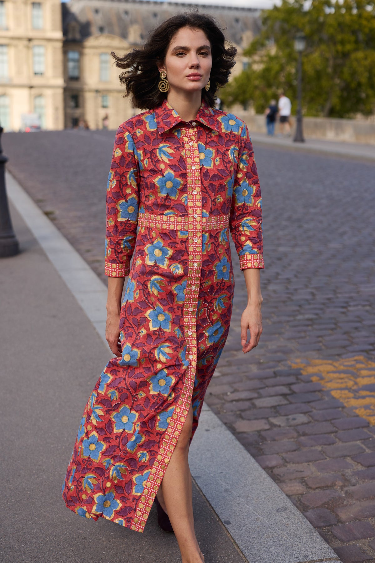 Shirt Dress Maxi- Kildare Red