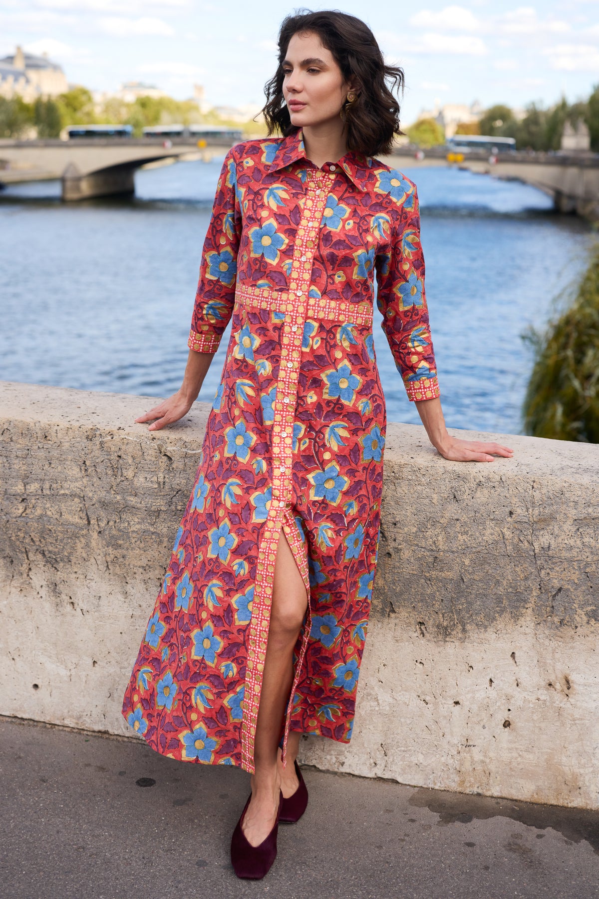 Shirt Dress Maxi- Kildare Red
