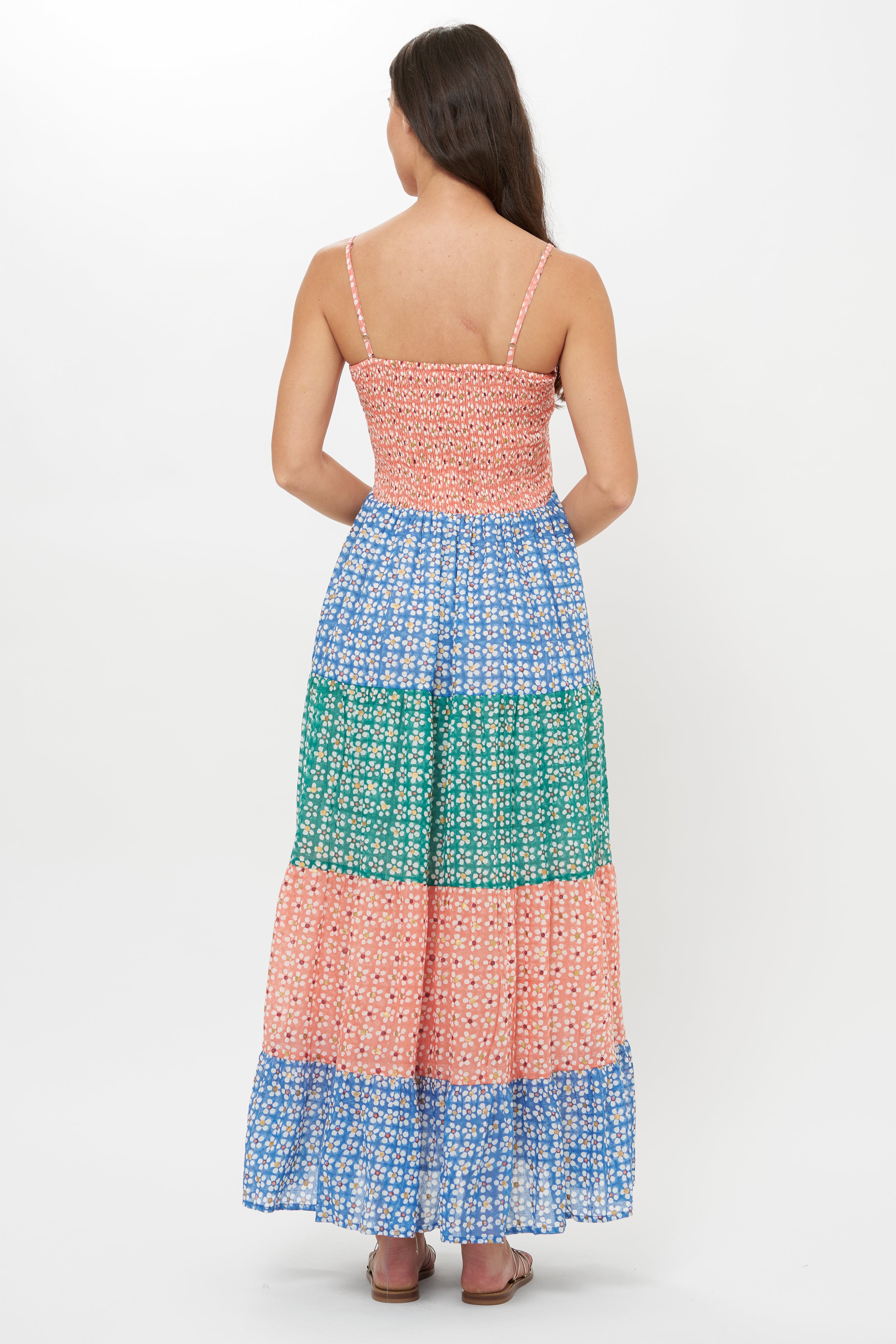 Smocked Back Maxi- Aster Blue