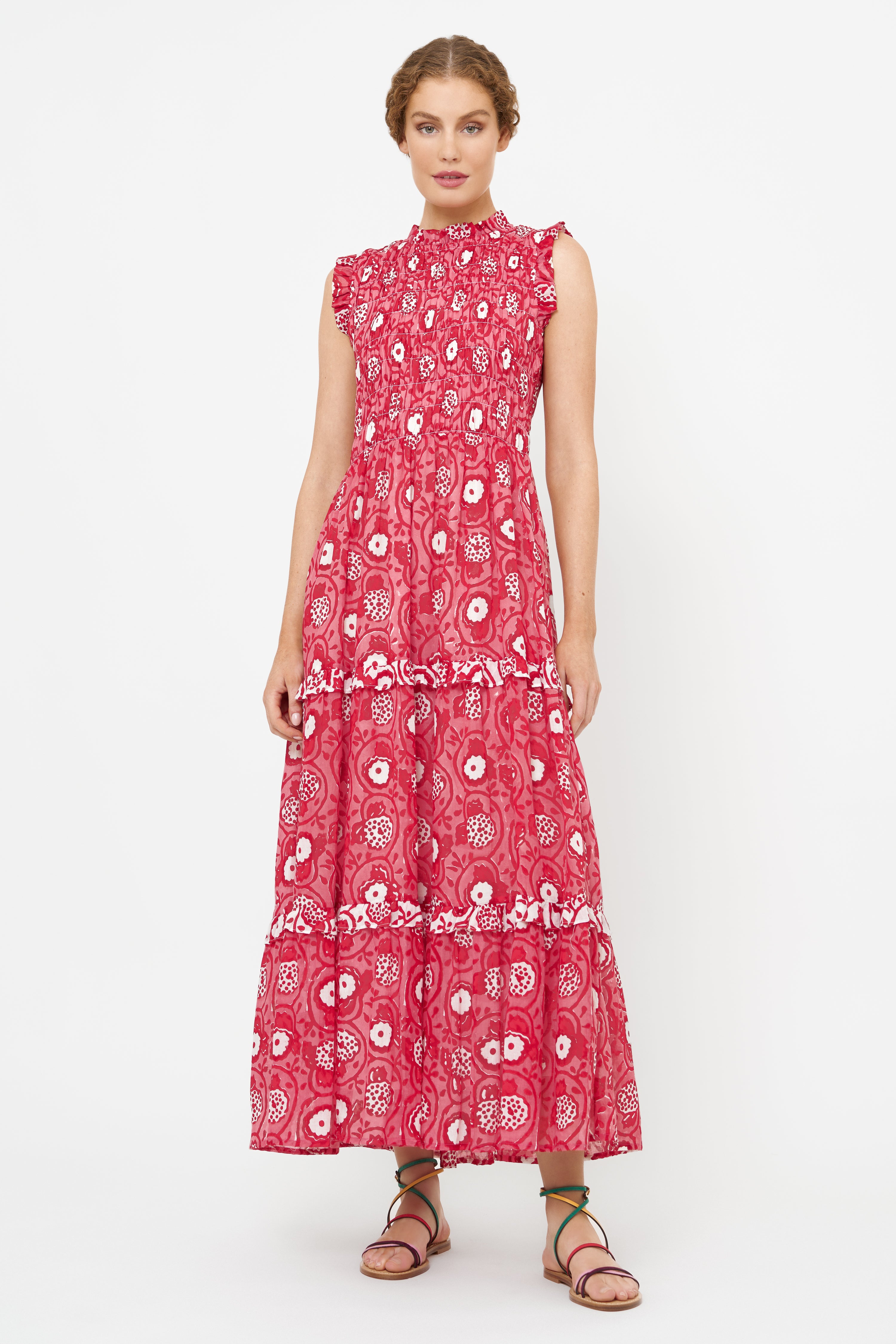 Sleeveless Smocked Maxi- Ambrosia Red