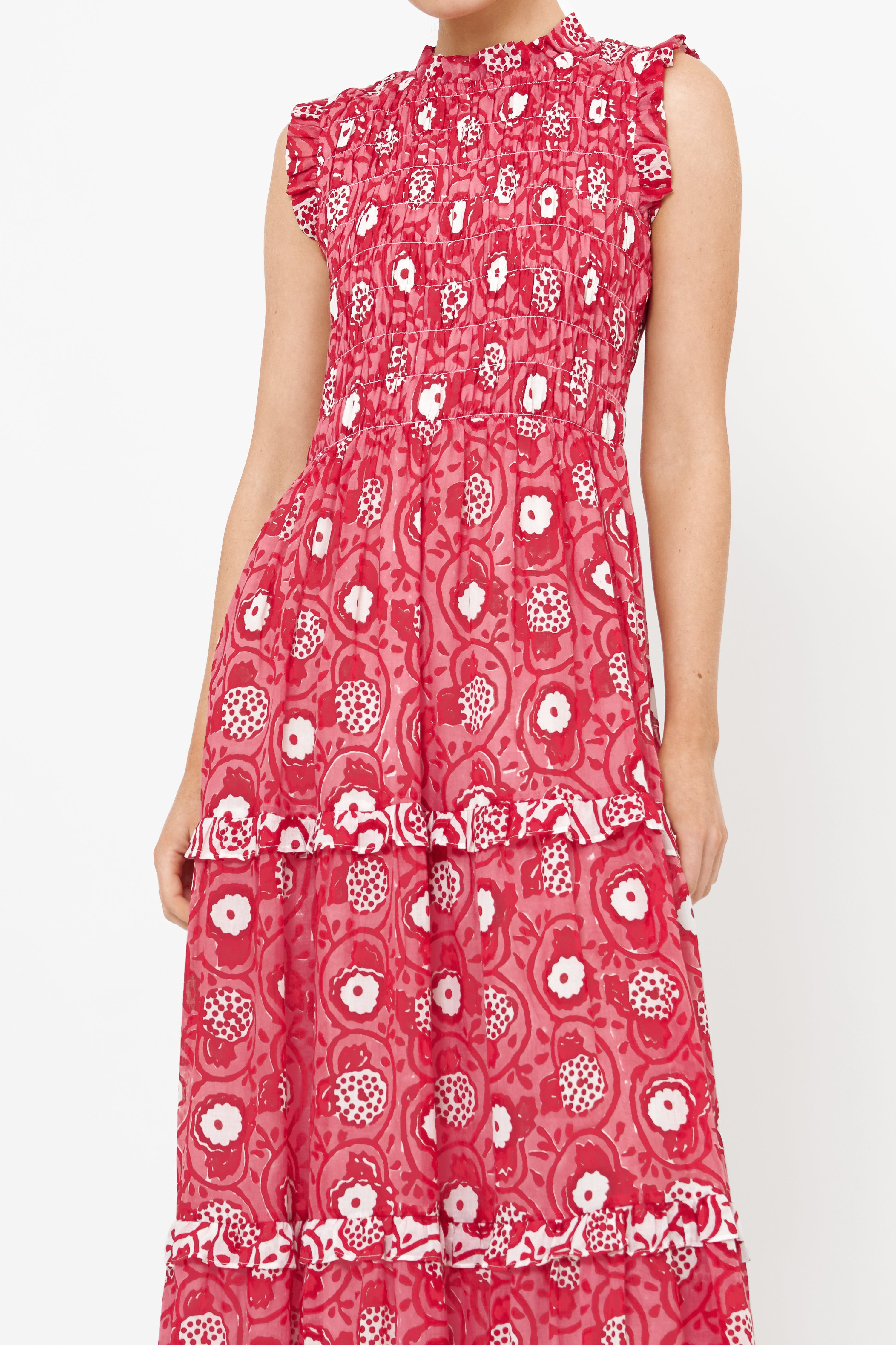 Sleeveless Smocked Maxi- Ambrosia Red