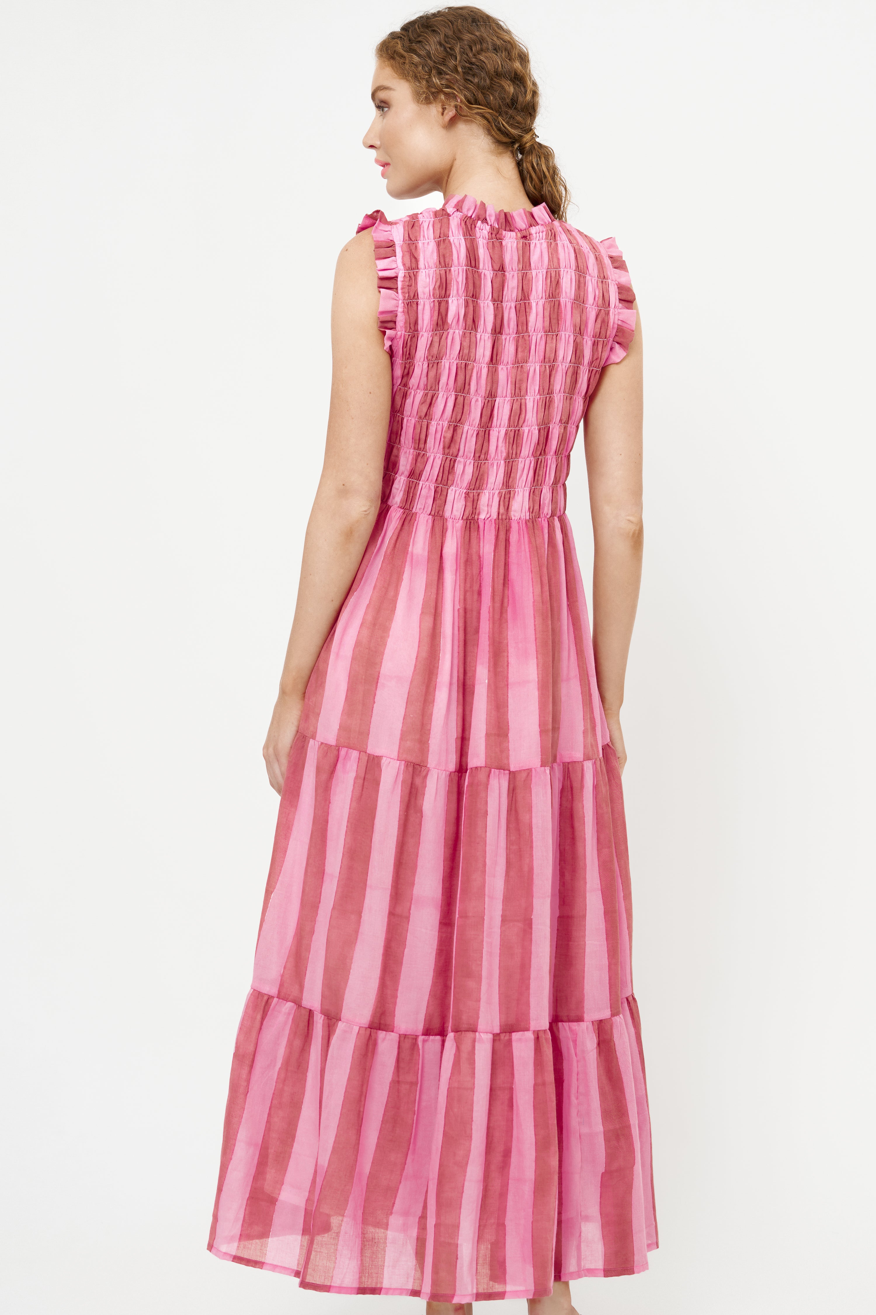 Sleeveless Smocked Maxi- Cabana Rhubarb